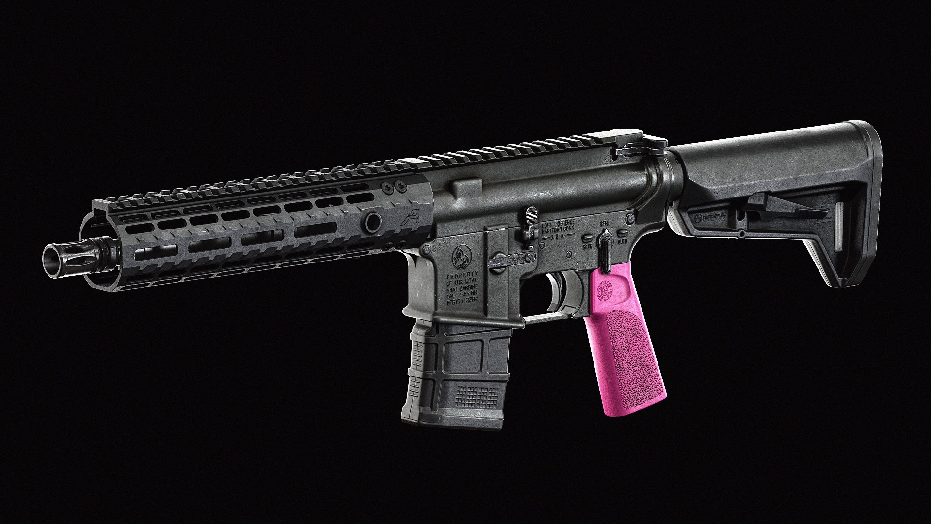 Hogue 15 Grip AR15 M16 Low-poly 3D model_10