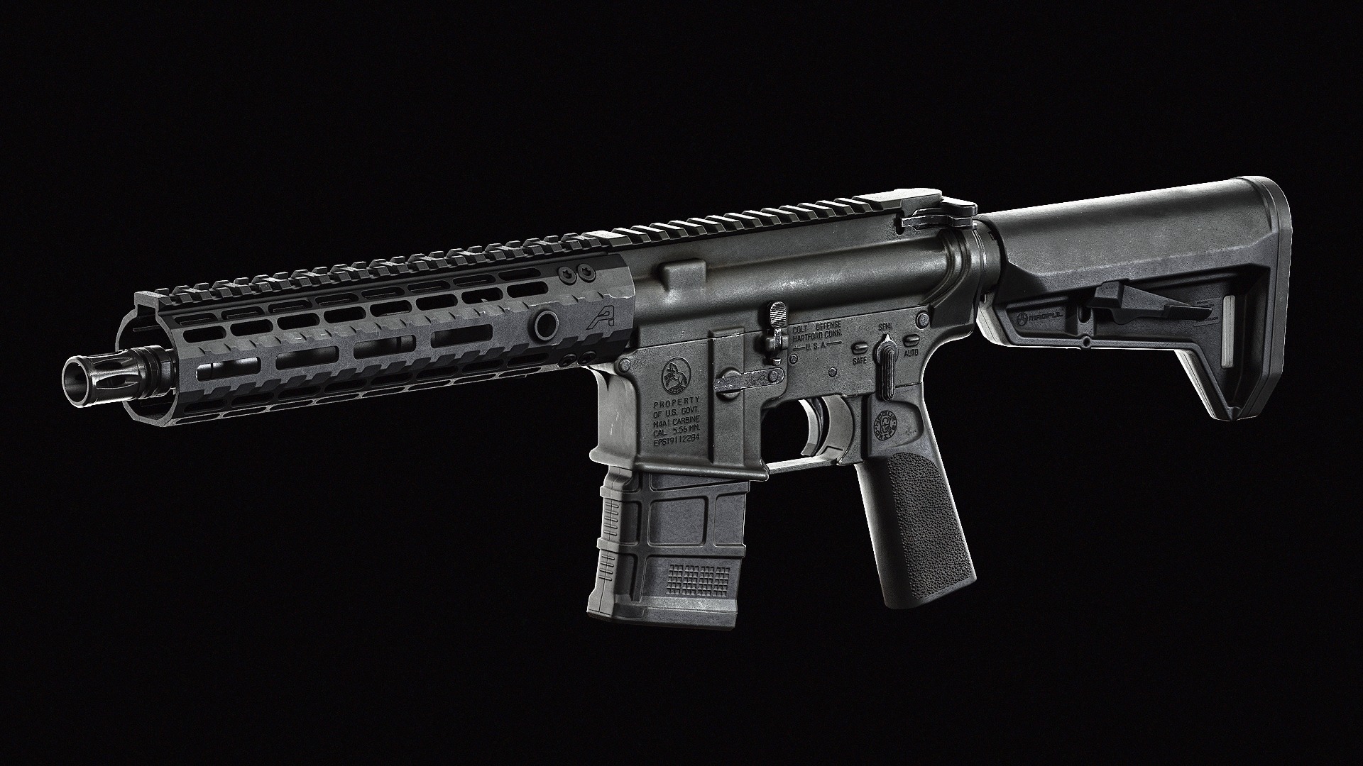 Hogue 15 Grip AR15 M16 Low-poly 3D model_6