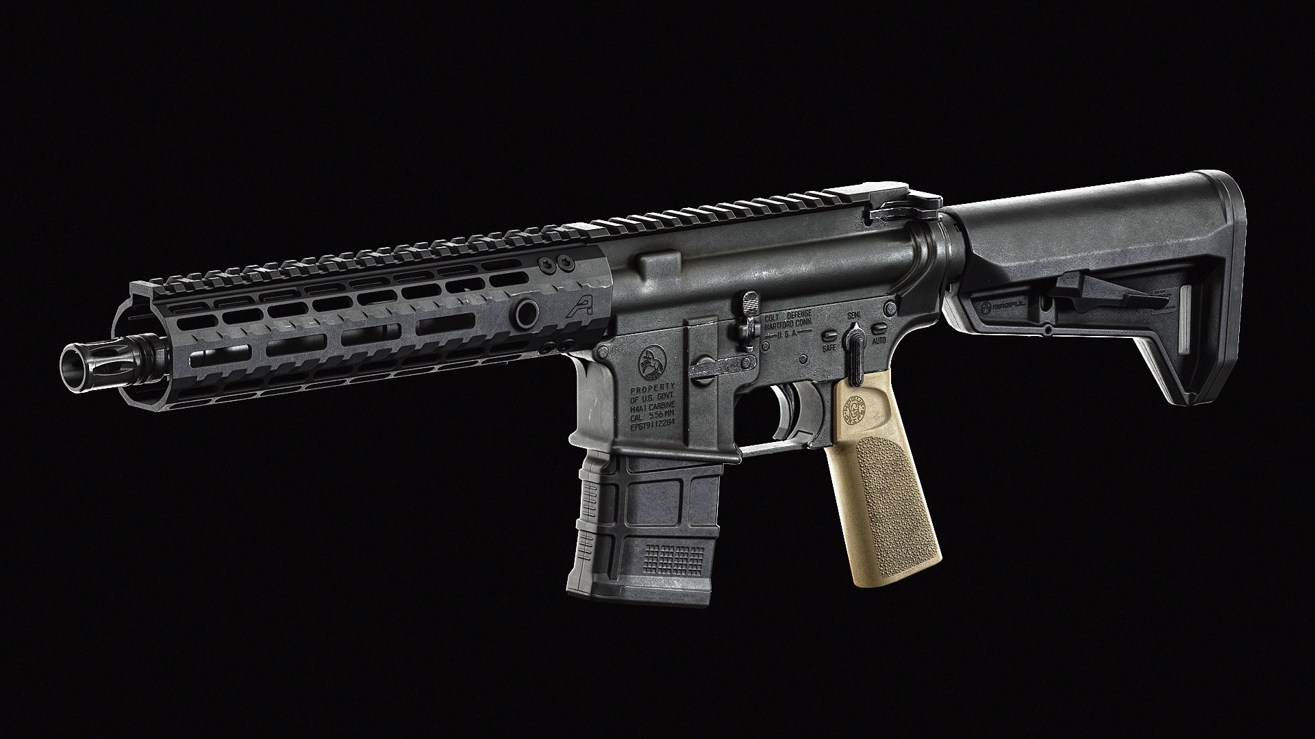 Hogue 15 Grip AR15 M16 Low-poly 3D model_11