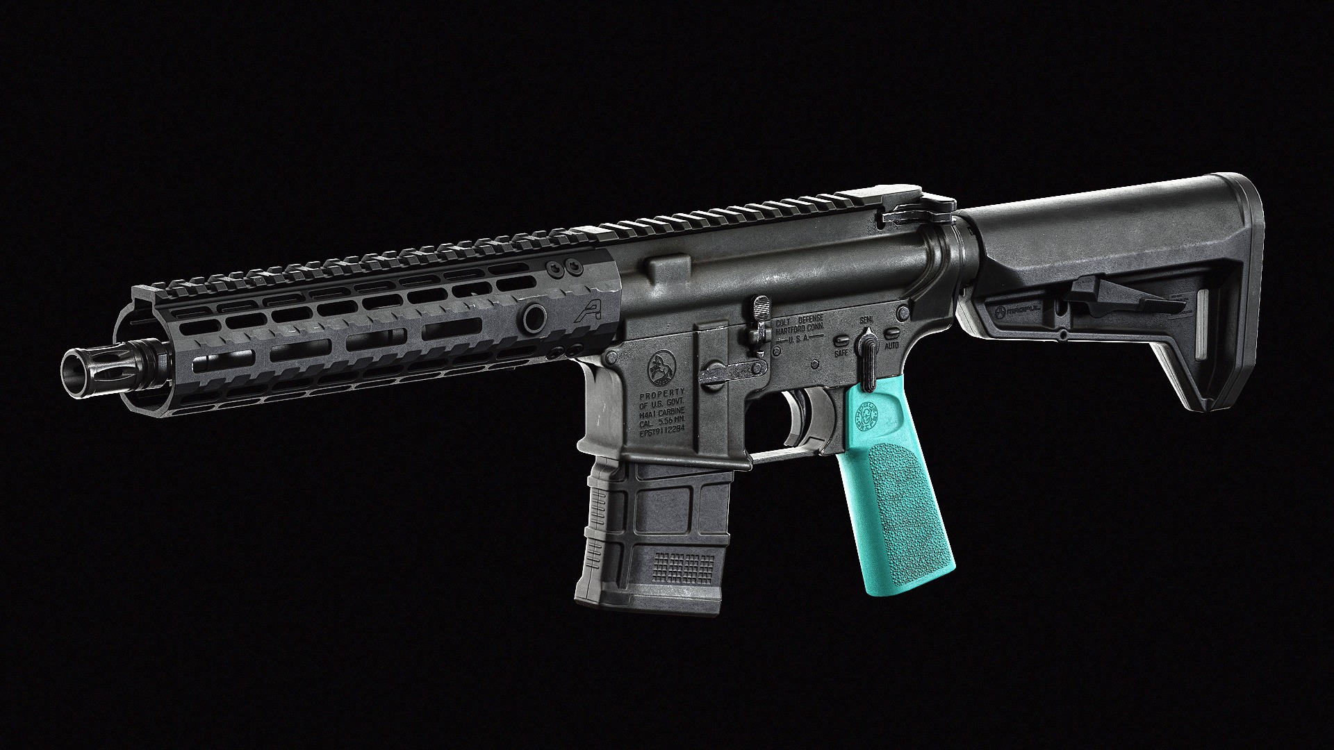 Hogue 15 Grip AR15 M16 Low-poly 3D model_9