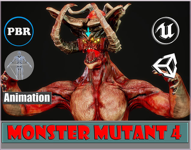 Monster Mutant 4 Low-poly 3D model