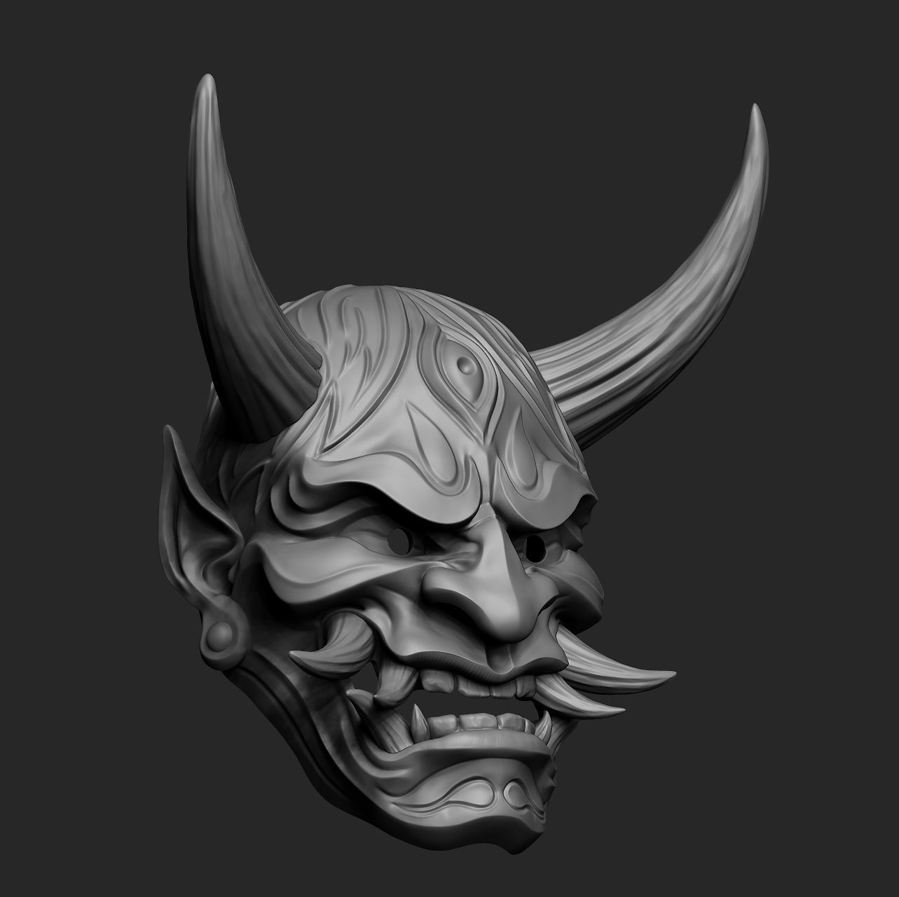 Japanese Hannya Mask Oni Demon Mask Samurai Mask 3D print model_9