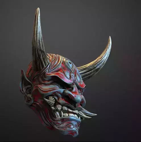 Japanese Hannya Mask Oni Demon Mask Samurai Mask 3D print model