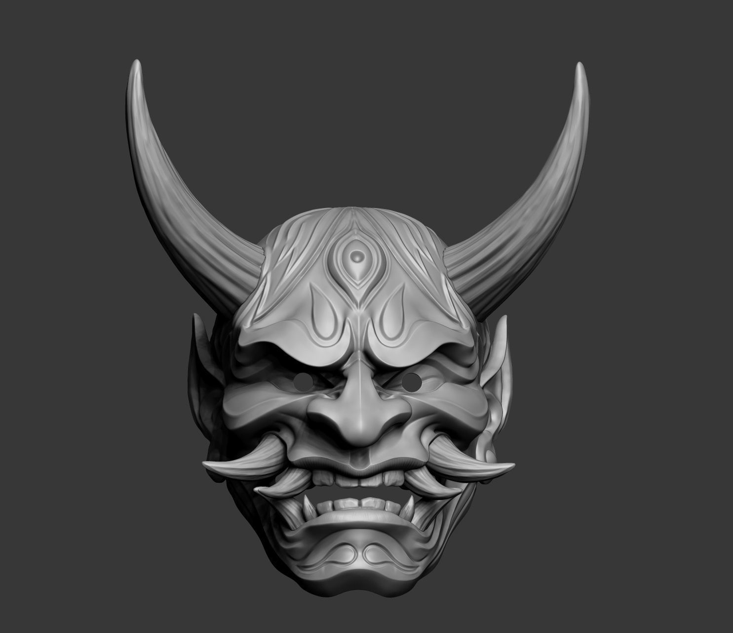 Japanese Hannya Mask Oni Demon Mask Samurai Mask 3D print model_12