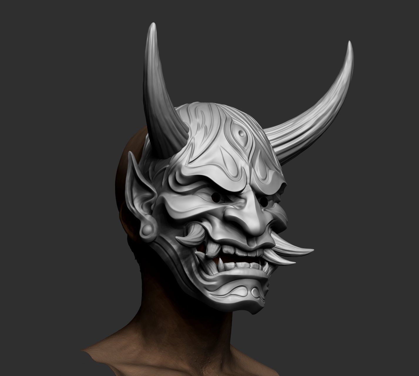 Japanese Hannya Mask Oni Demon Mask Samurai Mask 3D print model_15
