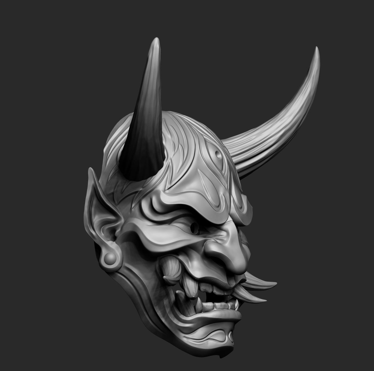 Japanese Hannya Mask Oni Demon Mask Samurai Mask 3D print model_11