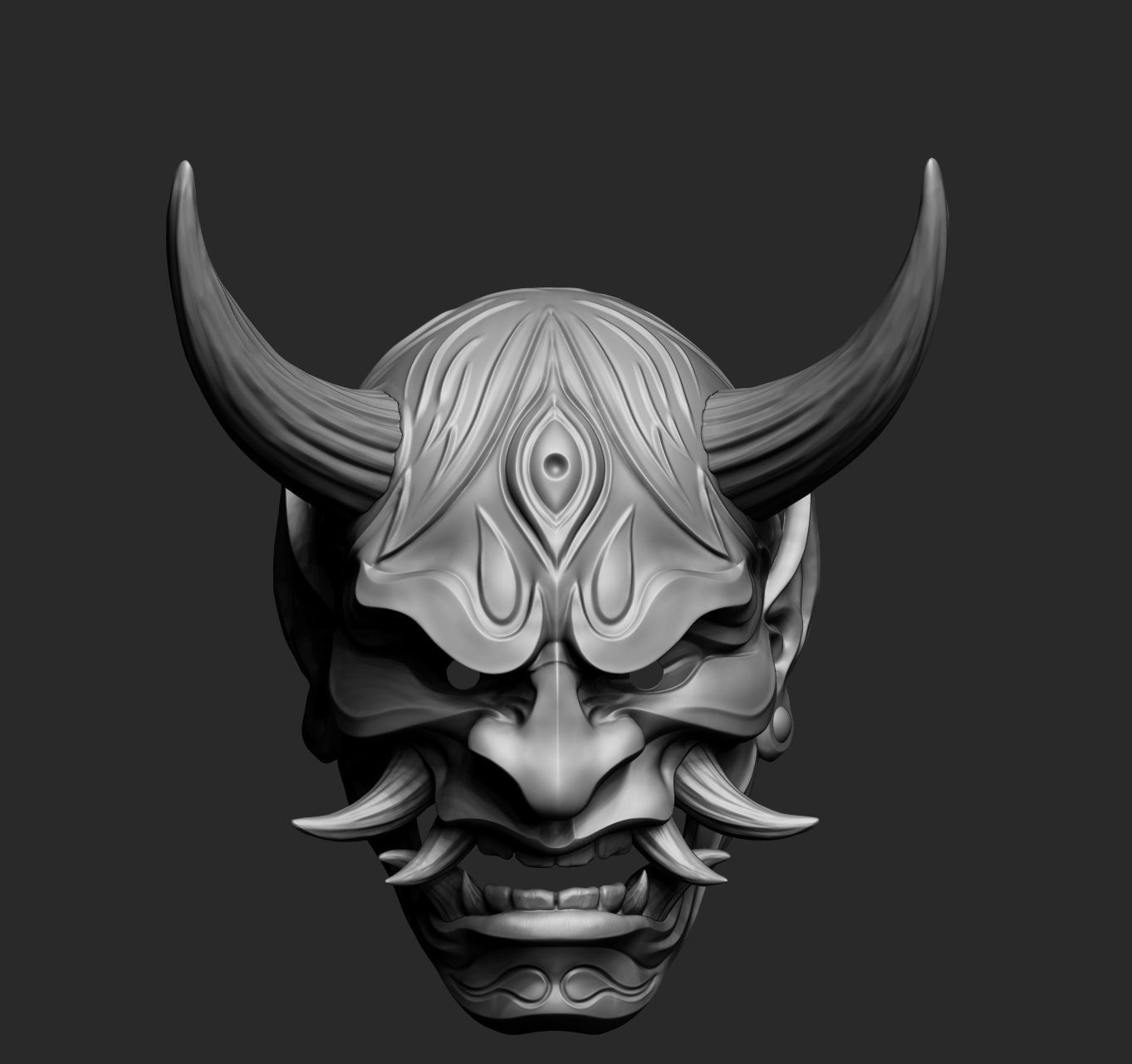 Japanese Hannya Mask Oni Demon Mask Samurai Mask 3D print model_10