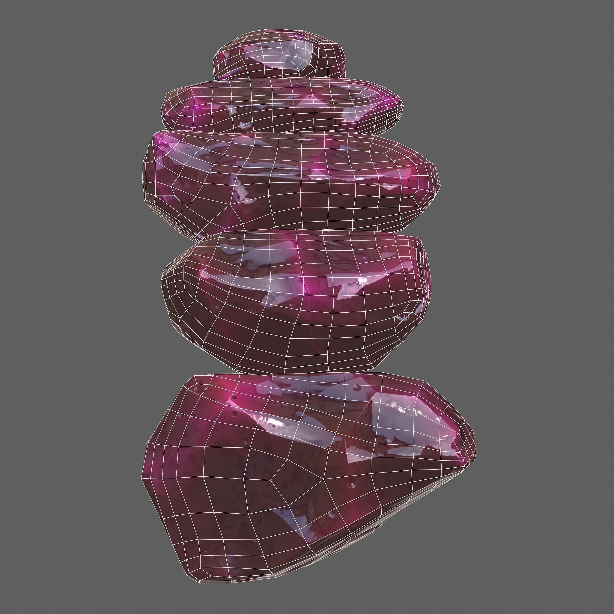 Medieval Style Pink Jewels  Low-poly 3D model_15
