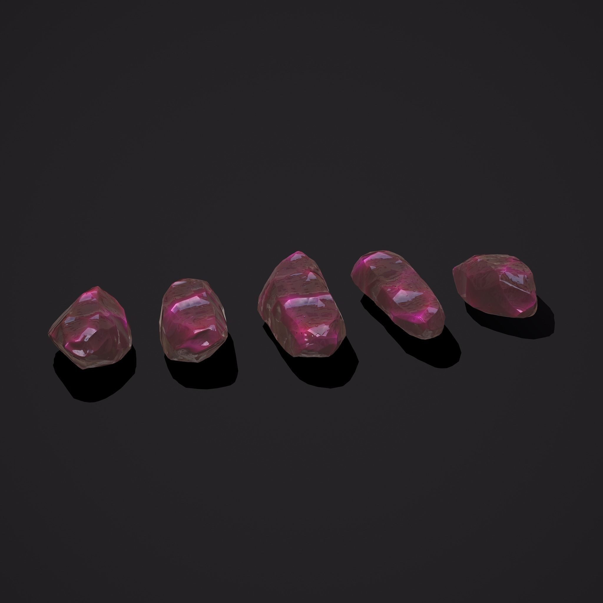 Medieval Style Pink Jewels  Low-poly 3D model_8