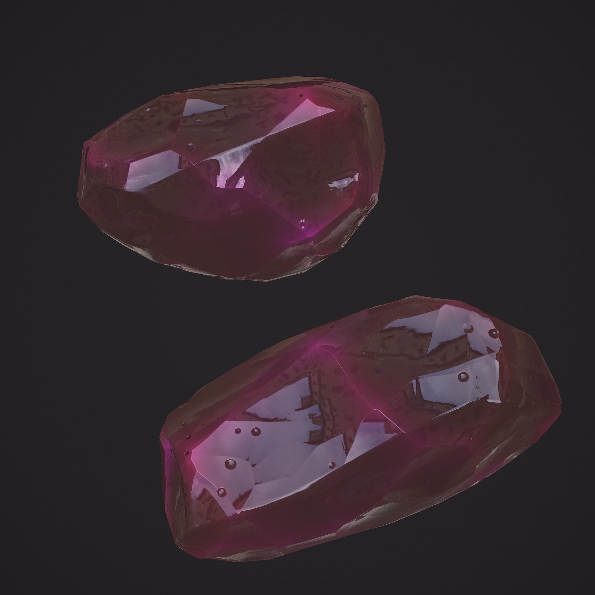Medieval Style Pink Jewels  Low-poly 3D model_7