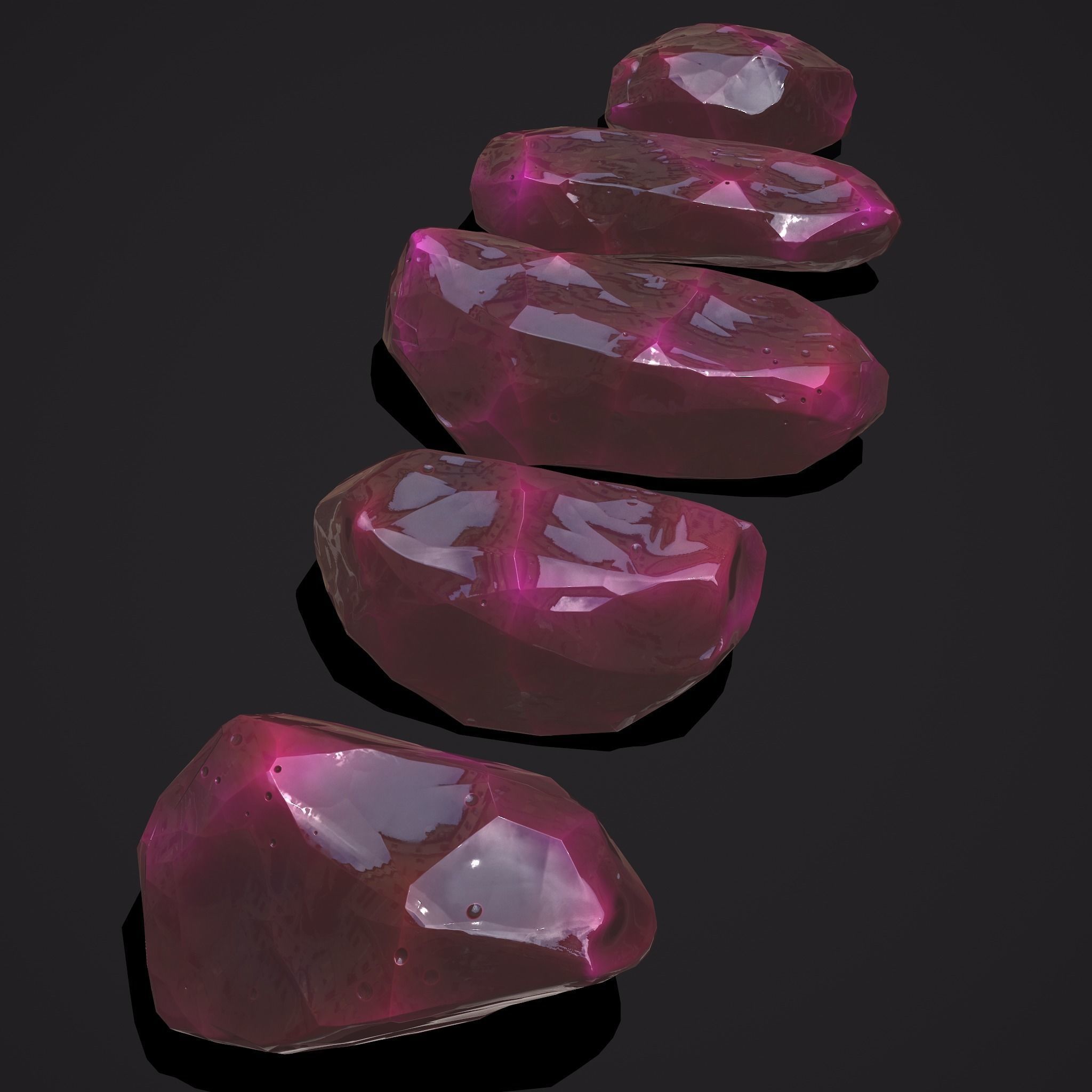 Medieval Style Pink Jewels  Low-poly 3D model_9