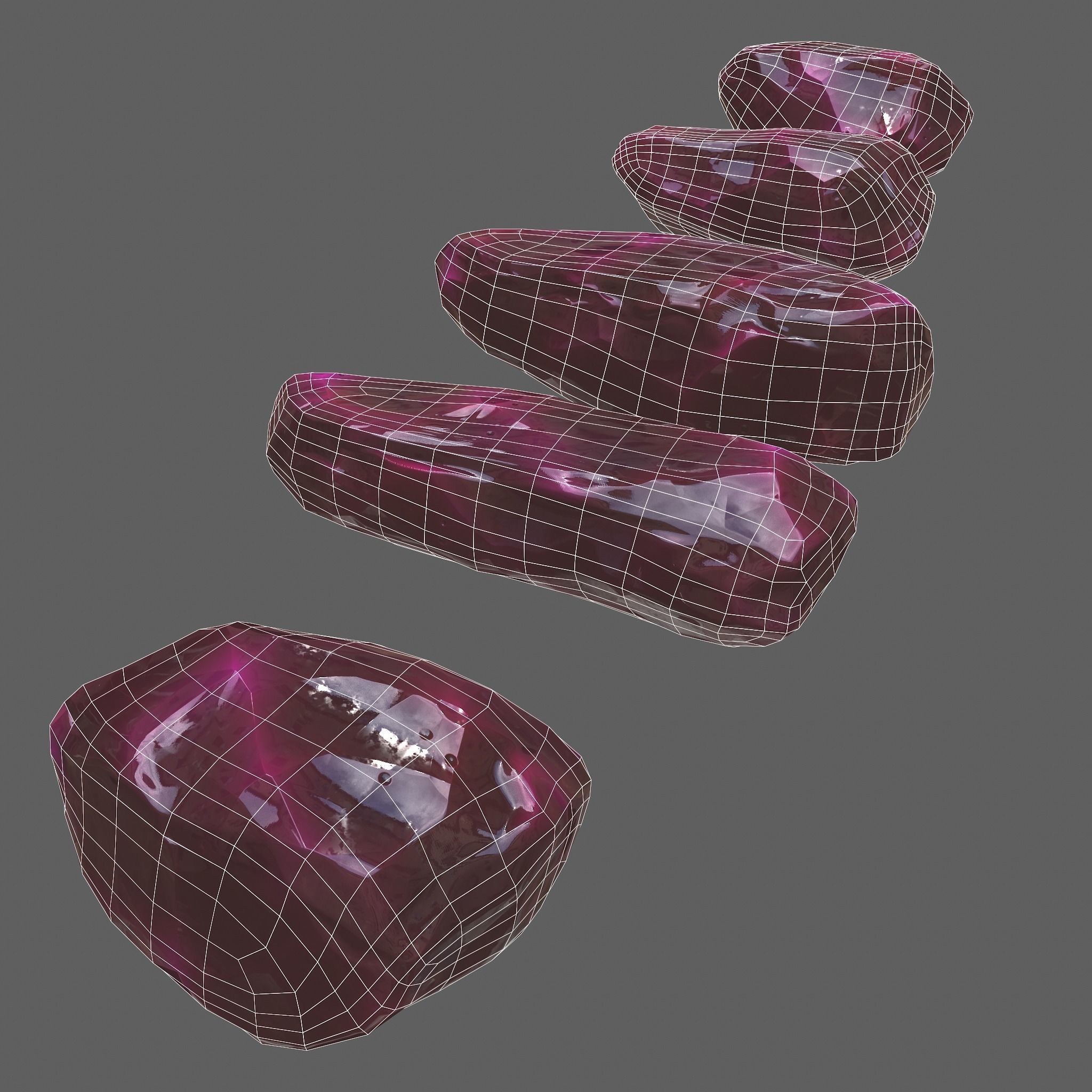 Medieval Style Pink Jewels  Low-poly 3D model_14