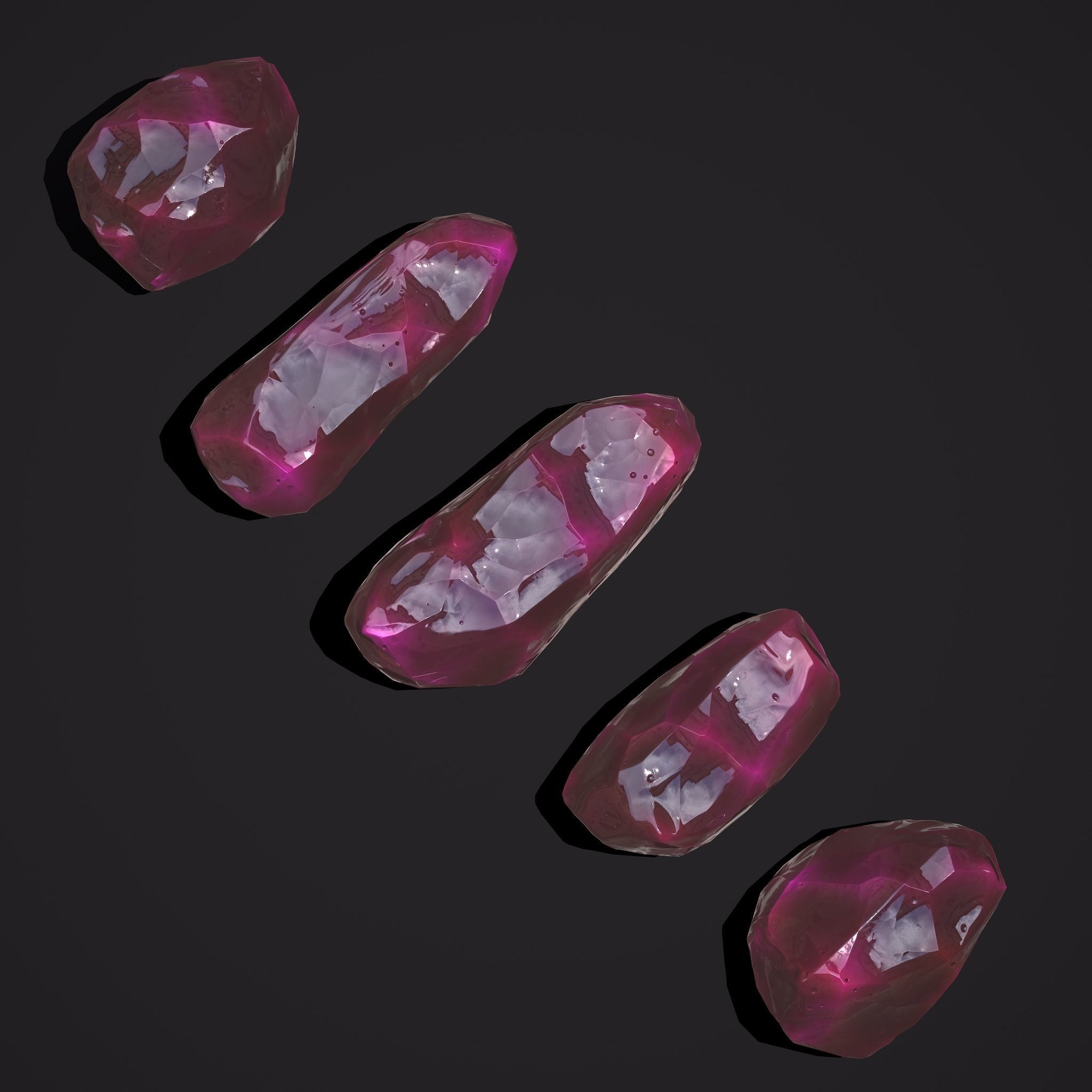 Medieval Style Pink Jewels  Low-poly 3D model_11