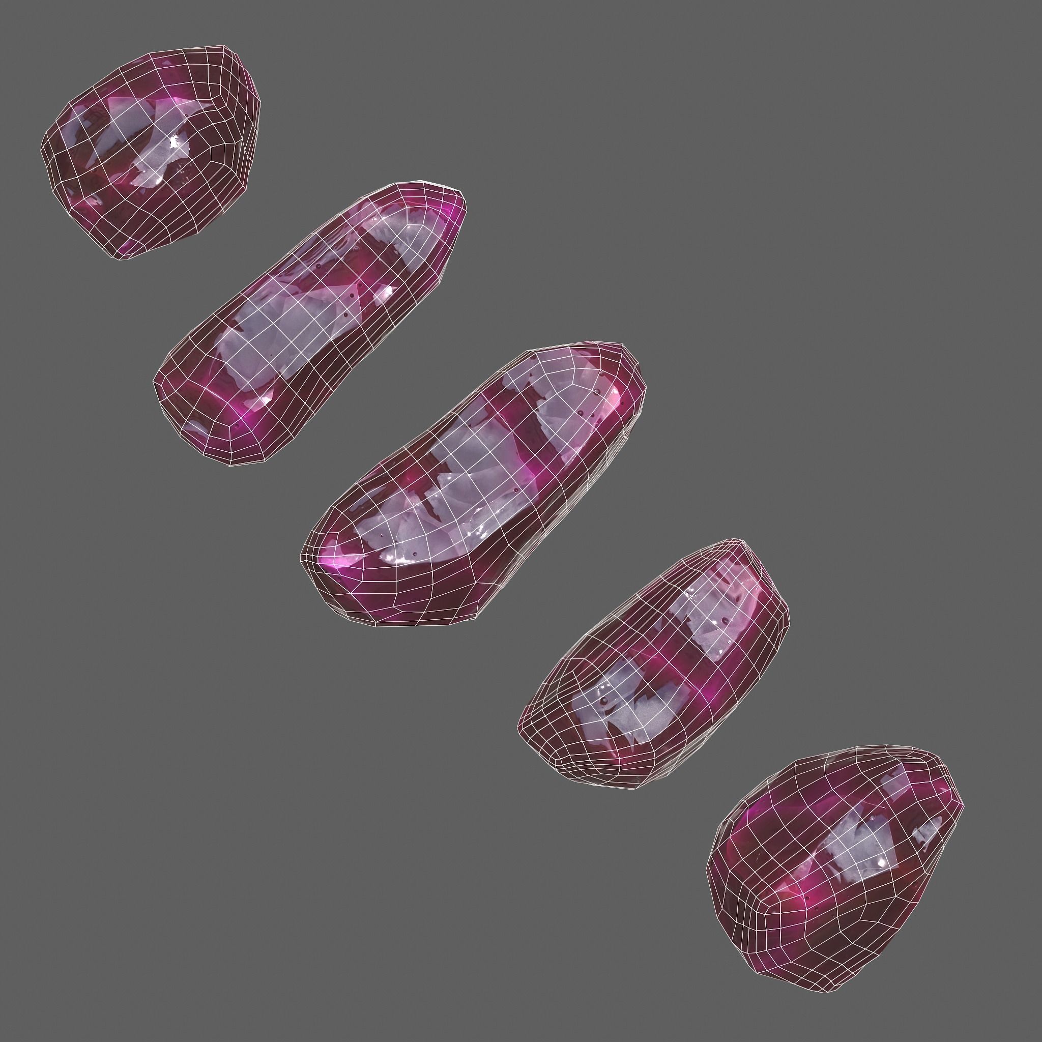 Medieval Style Pink Jewels  Low-poly 3D model_16