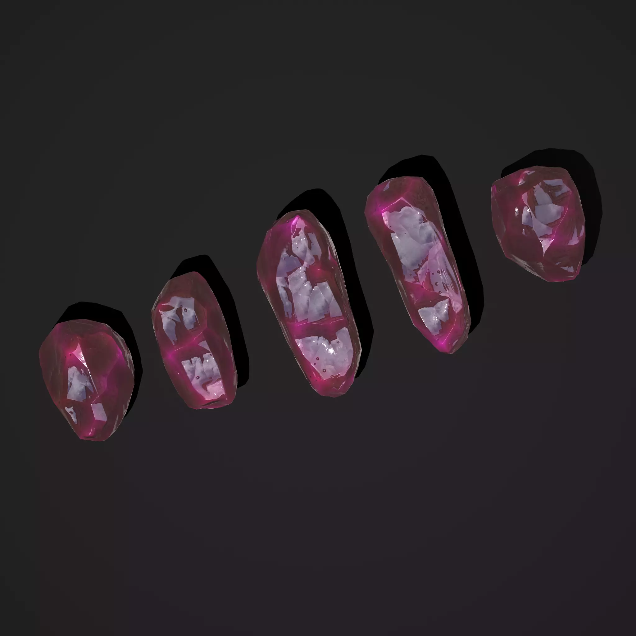 Medieval Style Pink Jewels  Low-poly 3D model_0