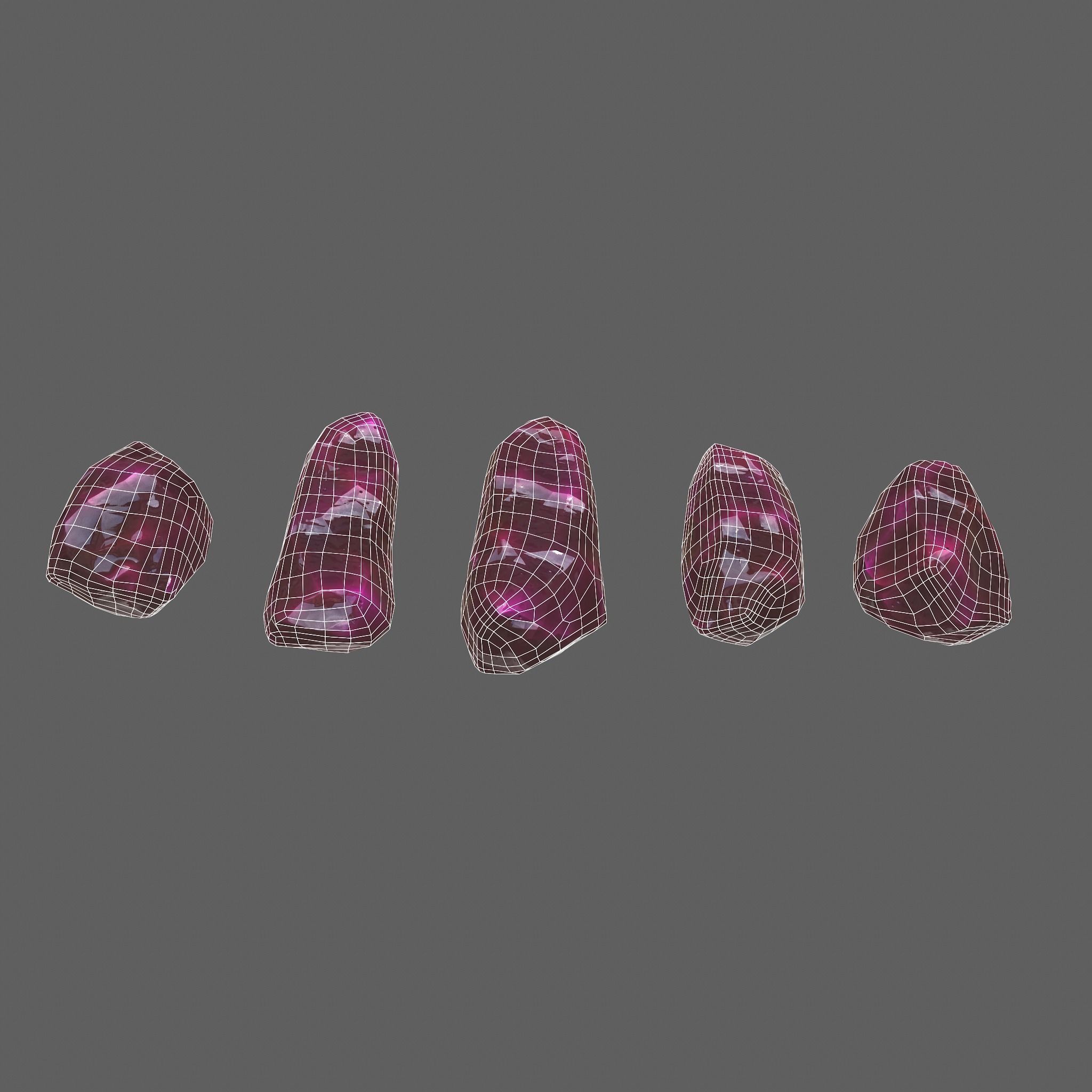 Medieval Style Pink Jewels  Low-poly 3D model_13