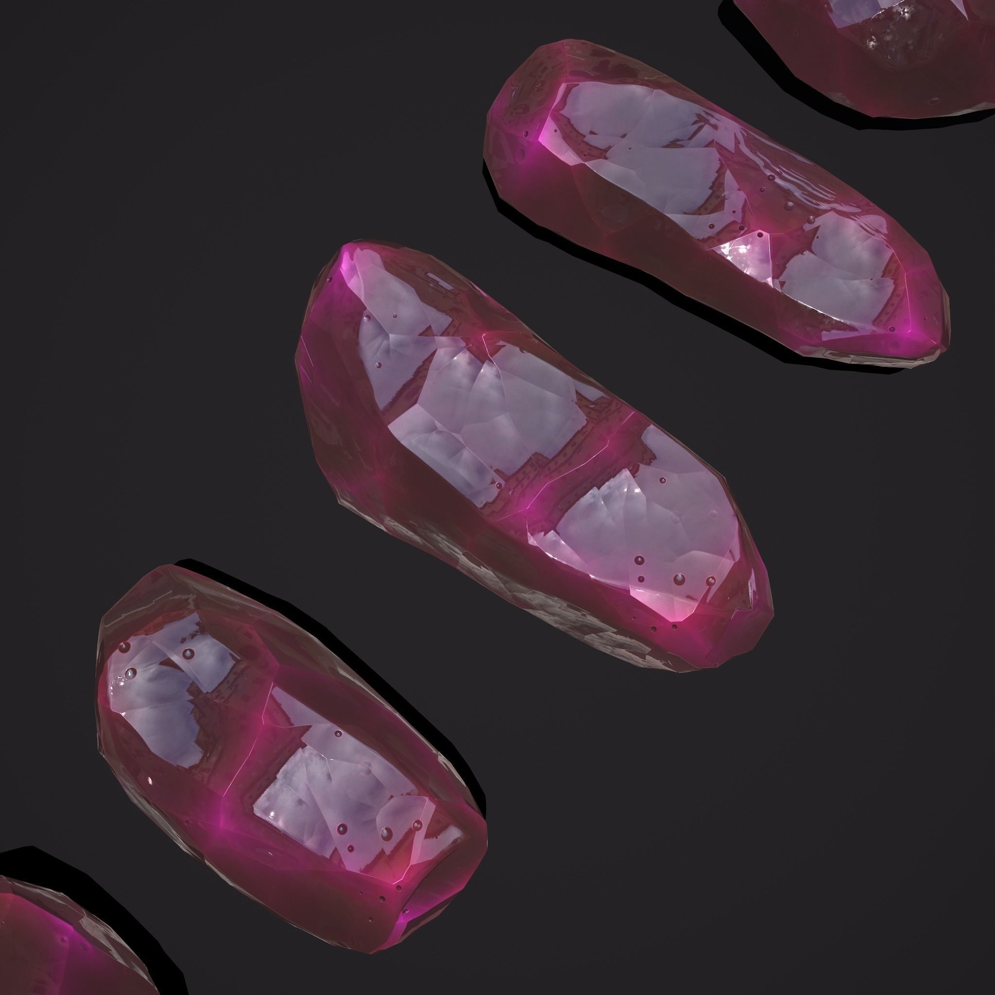 Medieval Style Pink Jewels  Low-poly 3D model_2