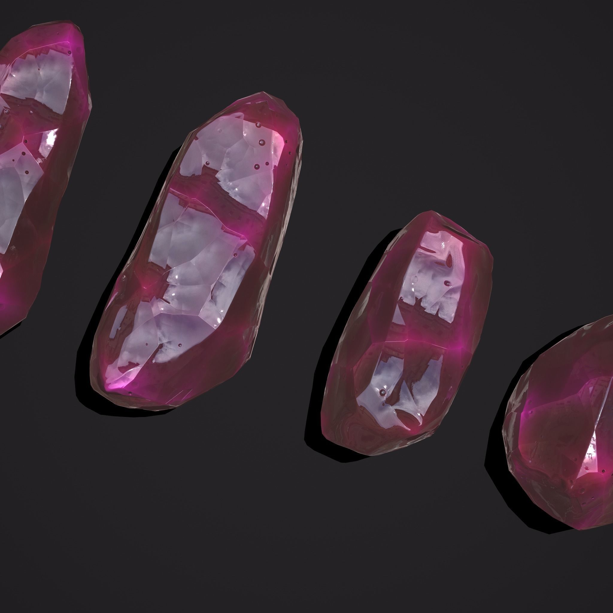 Medieval Style Pink Jewels  Low-poly 3D model_10
