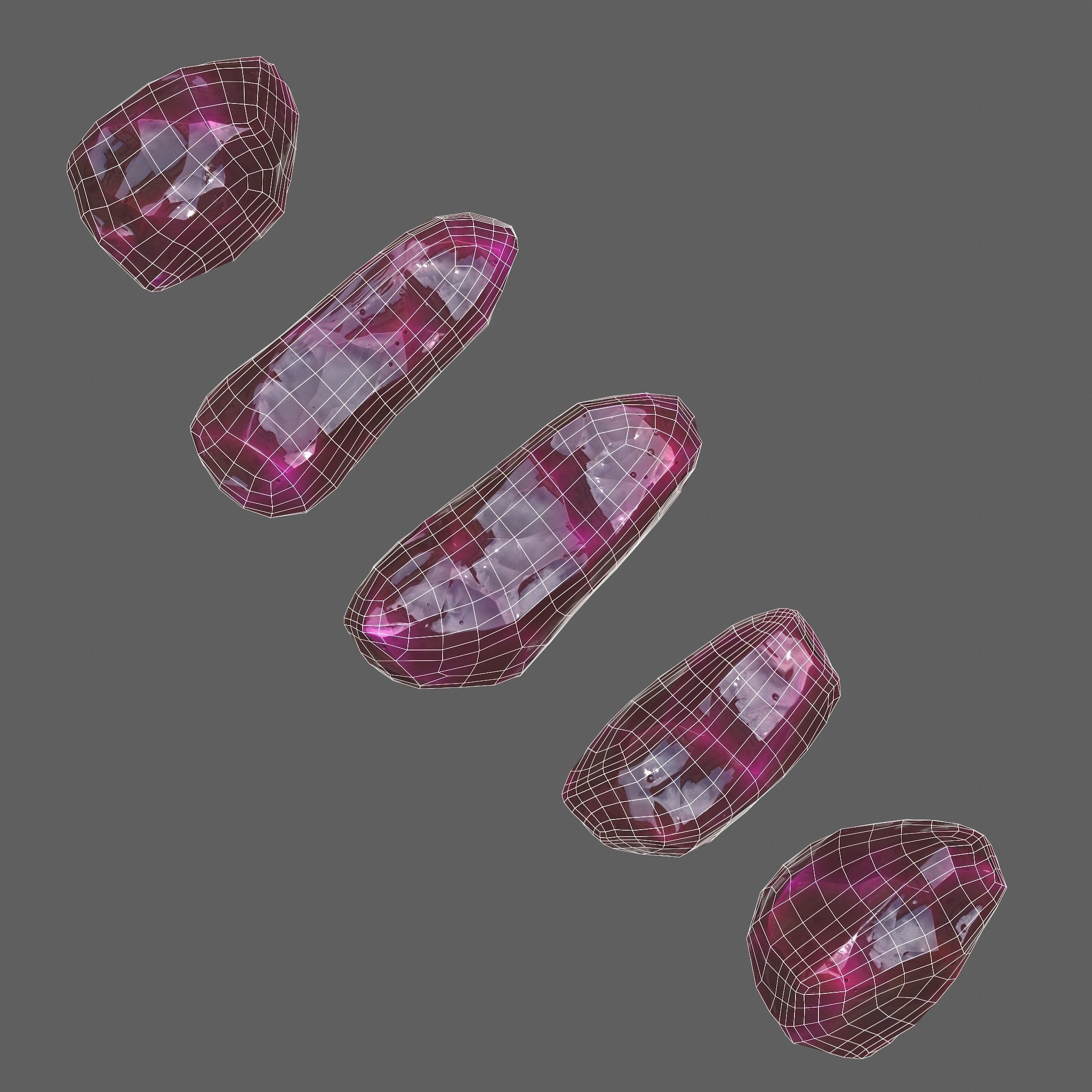 Medieval Style Pink Jewels  Low-poly 3D model_12