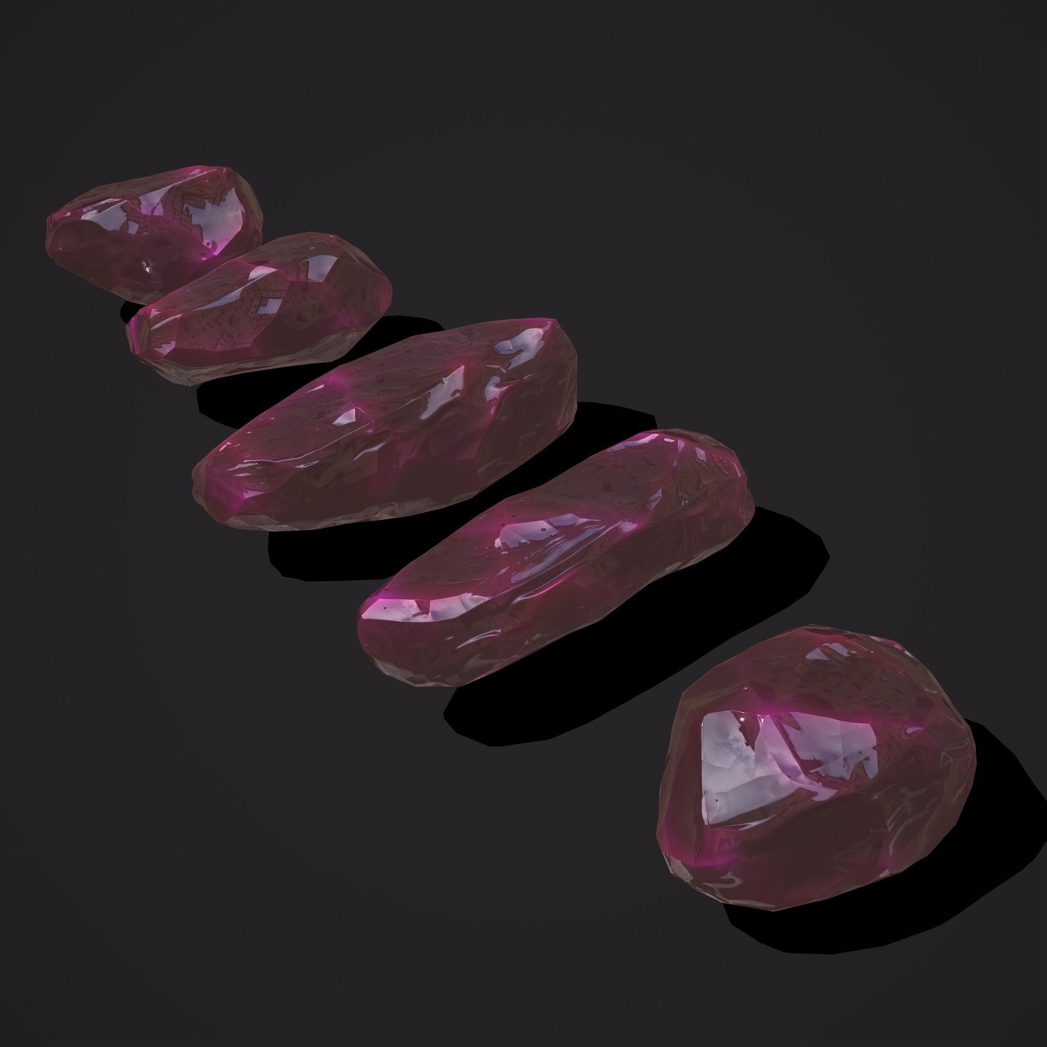 Medieval Style Pink Jewels  Low-poly 3D model_6