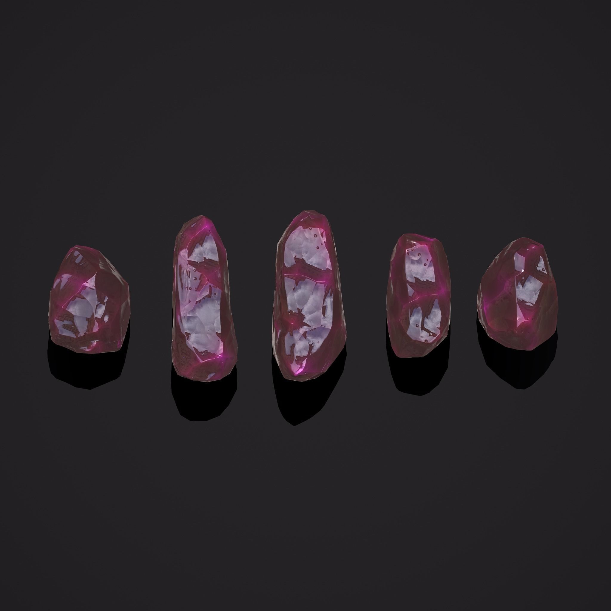 Medieval Style Pink Jewels  Low-poly 3D model_3