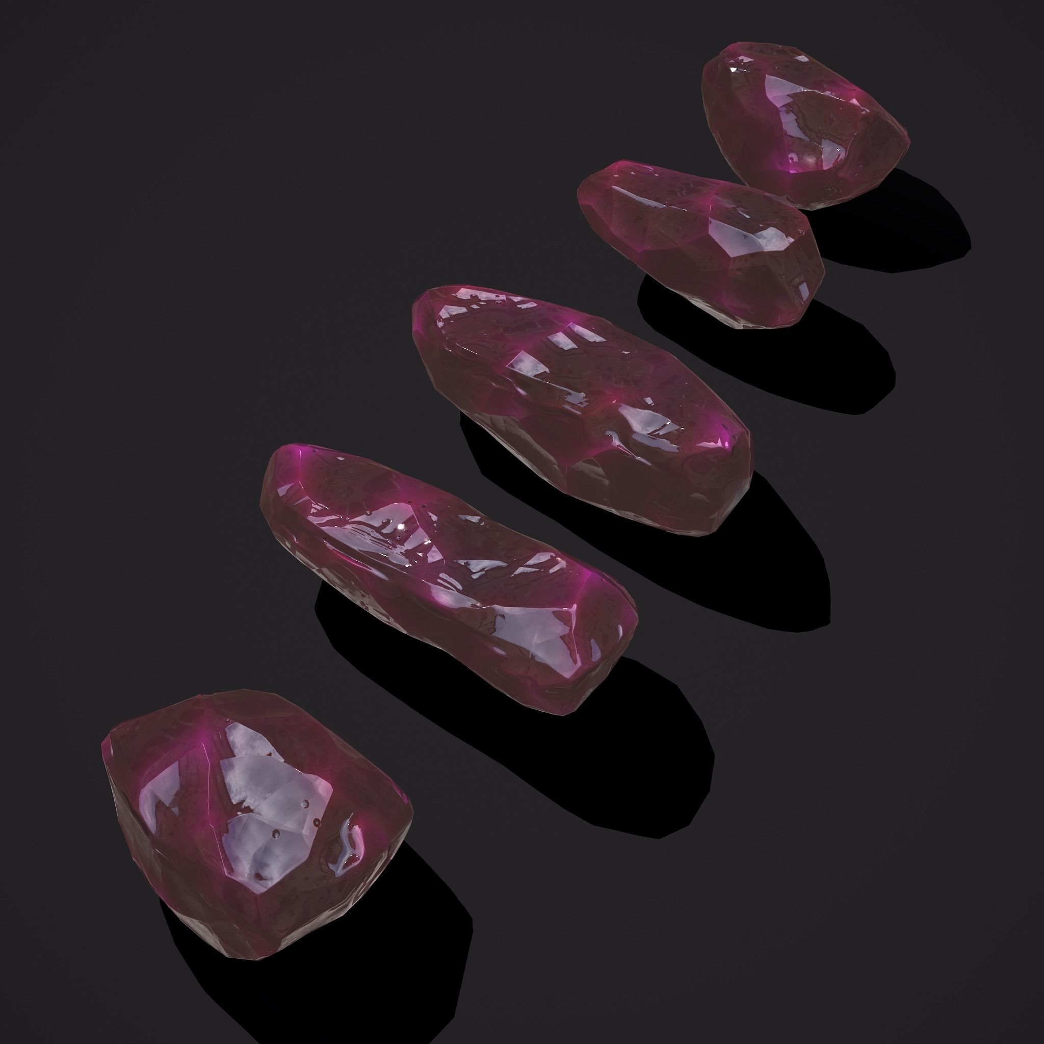 Medieval Style Pink Jewels  Low-poly 3D model_5