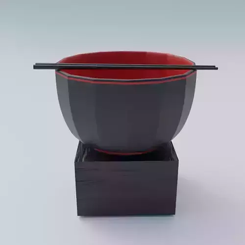 Chinese bowl and chopsticks Low-poly 3D model