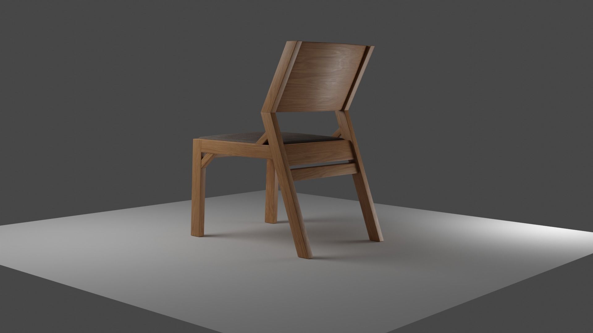 Wooden Chair cushioned seat Low Topology Low-poly 3D model_2
