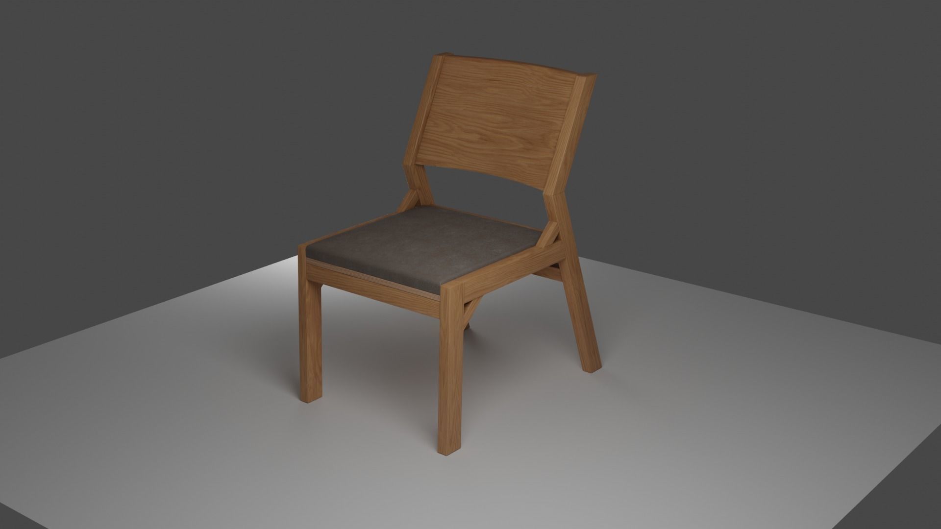 Wooden Chair cushioned seat Low Topology Low-poly 3D model_1