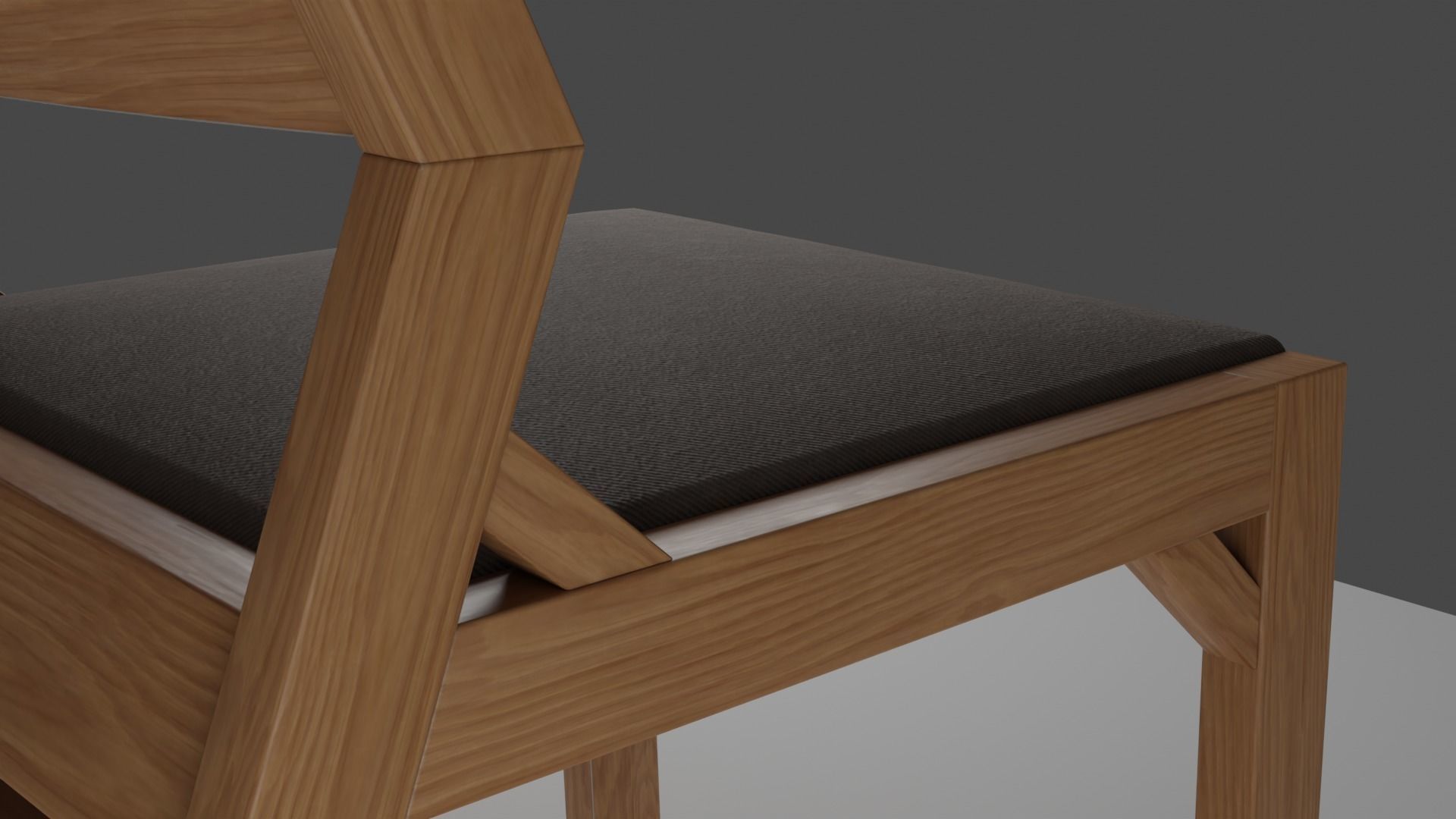 Wooden Chair cushioned seat Low Topology Low-poly 3D model_3