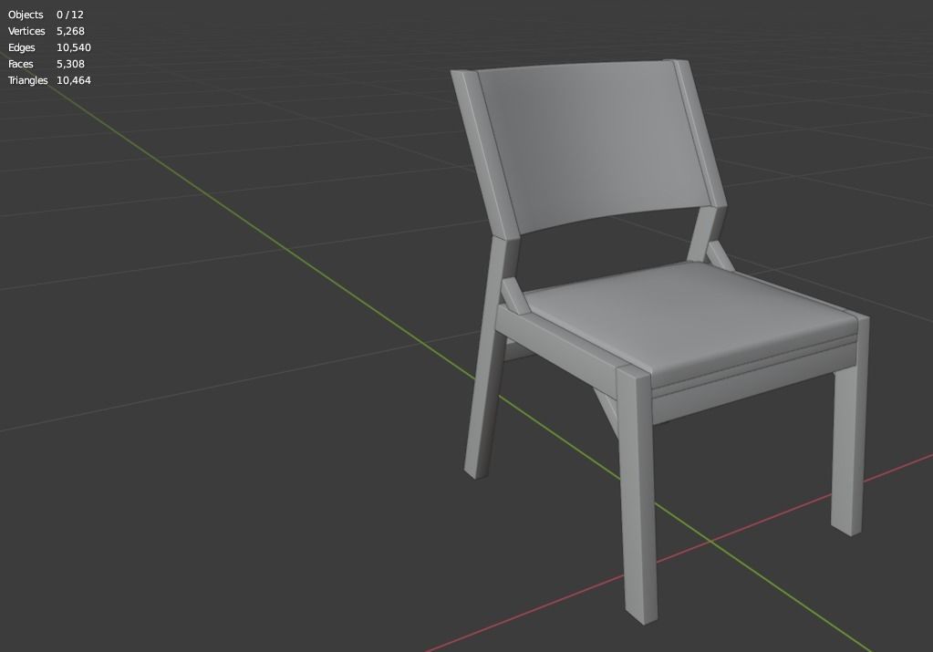 Wooden Chair cushioned seat Low Topology Low-poly 3D model_4