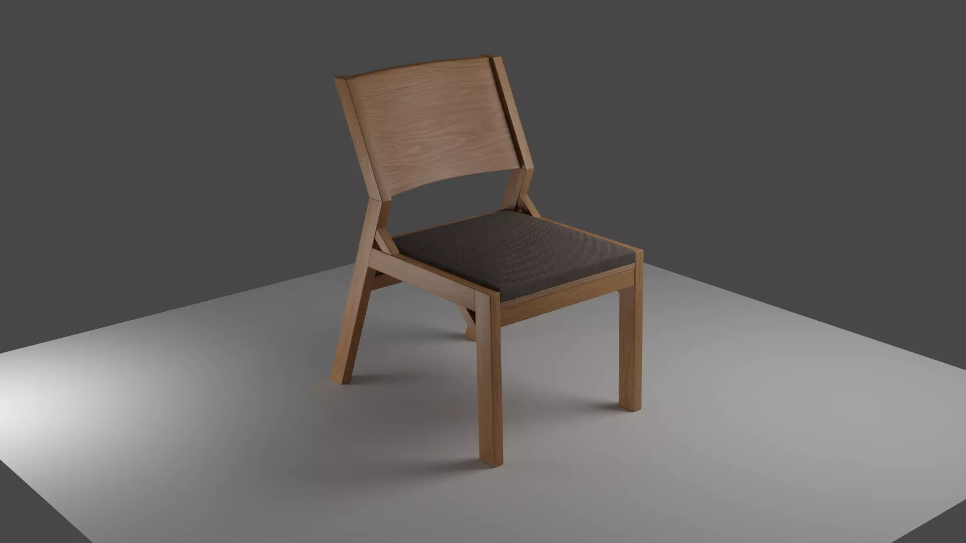 Wooden Chair cushioned seat Low Topology Low-poly 3D model_0