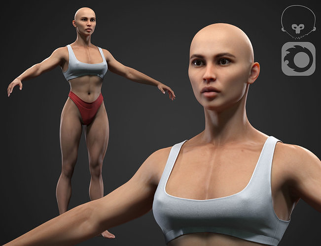 Muscle woman Low-poly 3D model