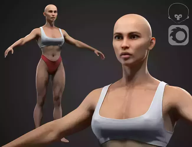 Muscle woman Low-poly 3D model
