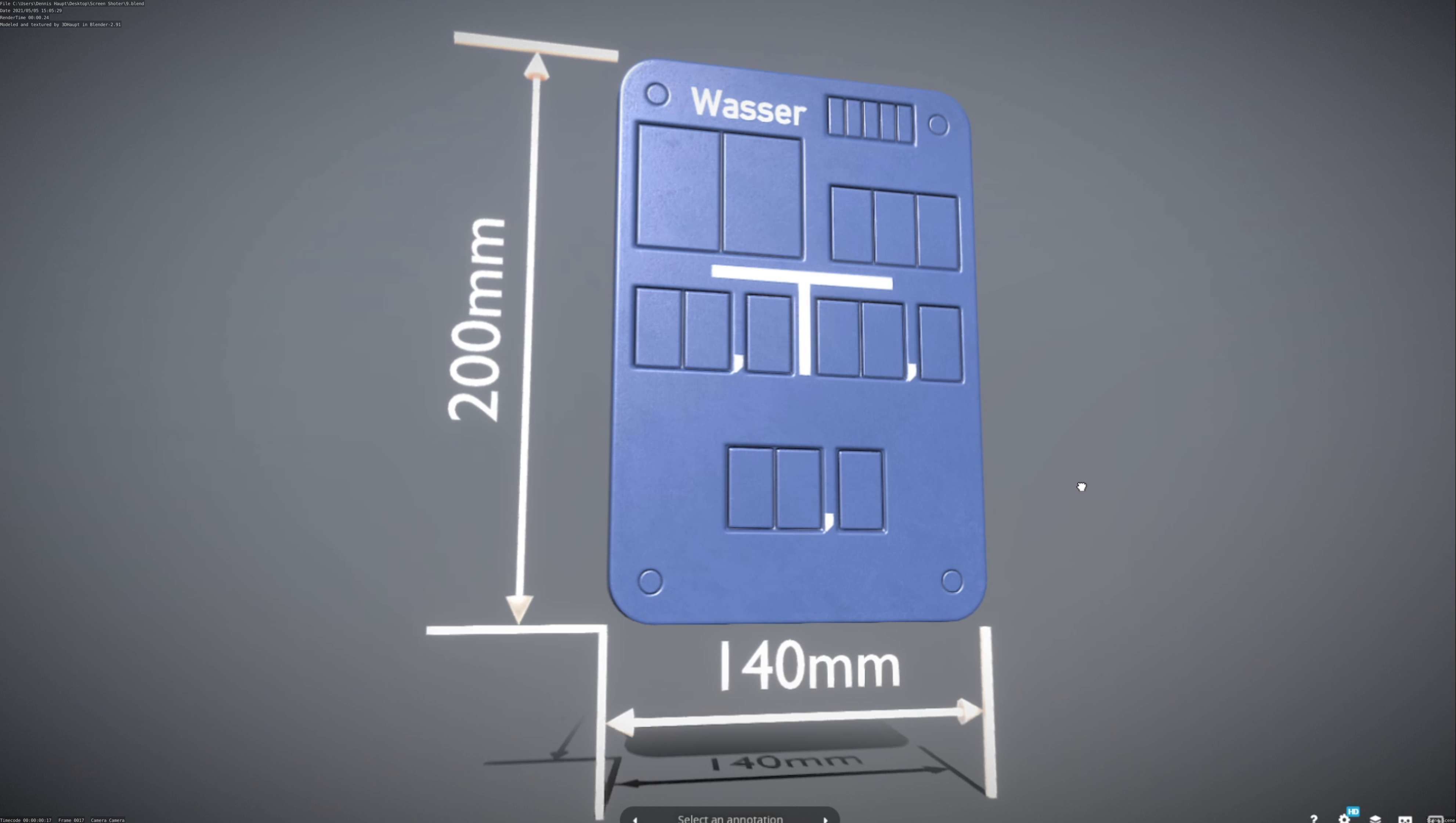 Hinweisschild Wasser 200x140mm Low-poly 3D model_65