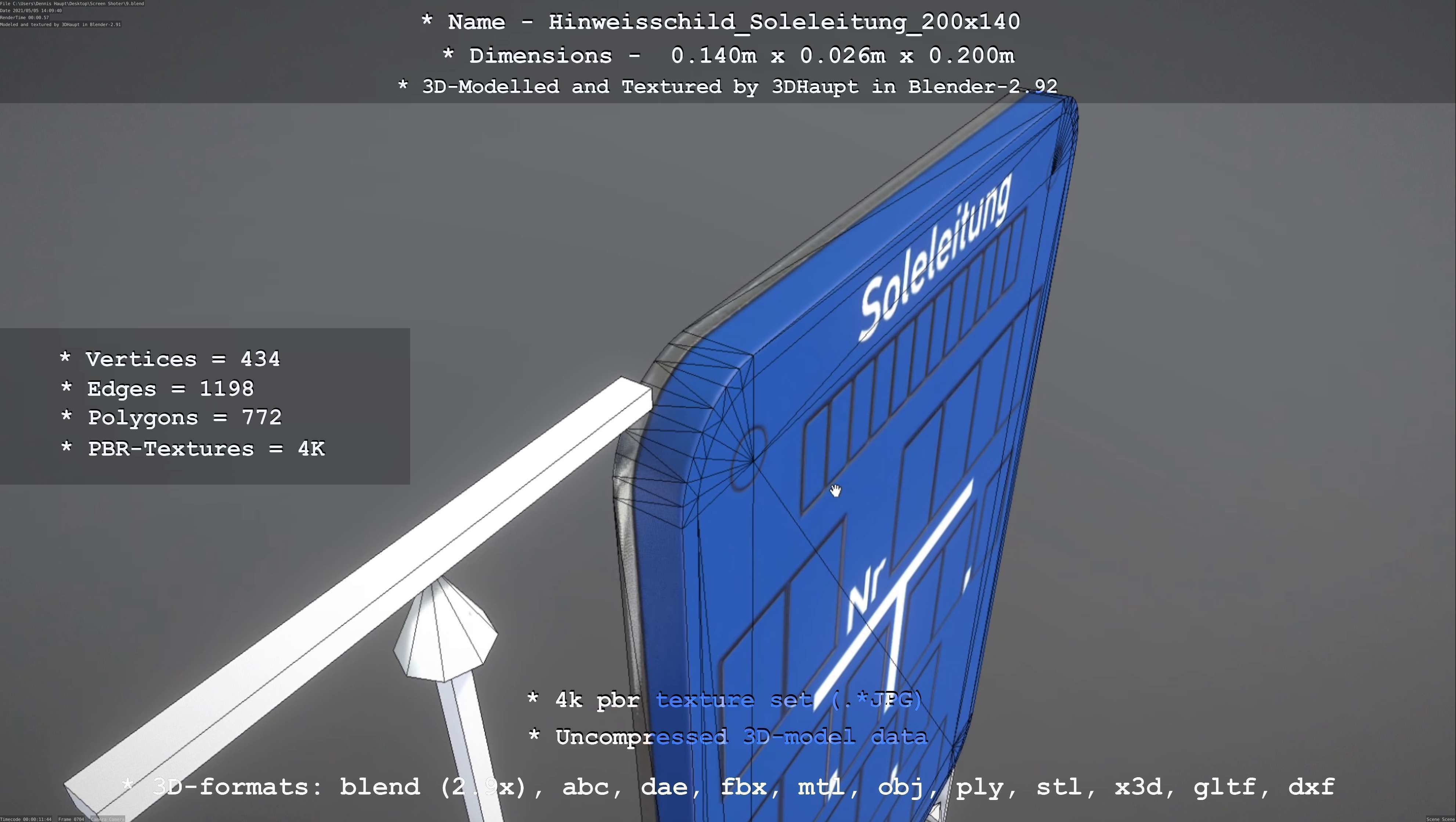 SoleleitungHinweisschild Soleleitung 200x140mm Low-poly 3D model_82