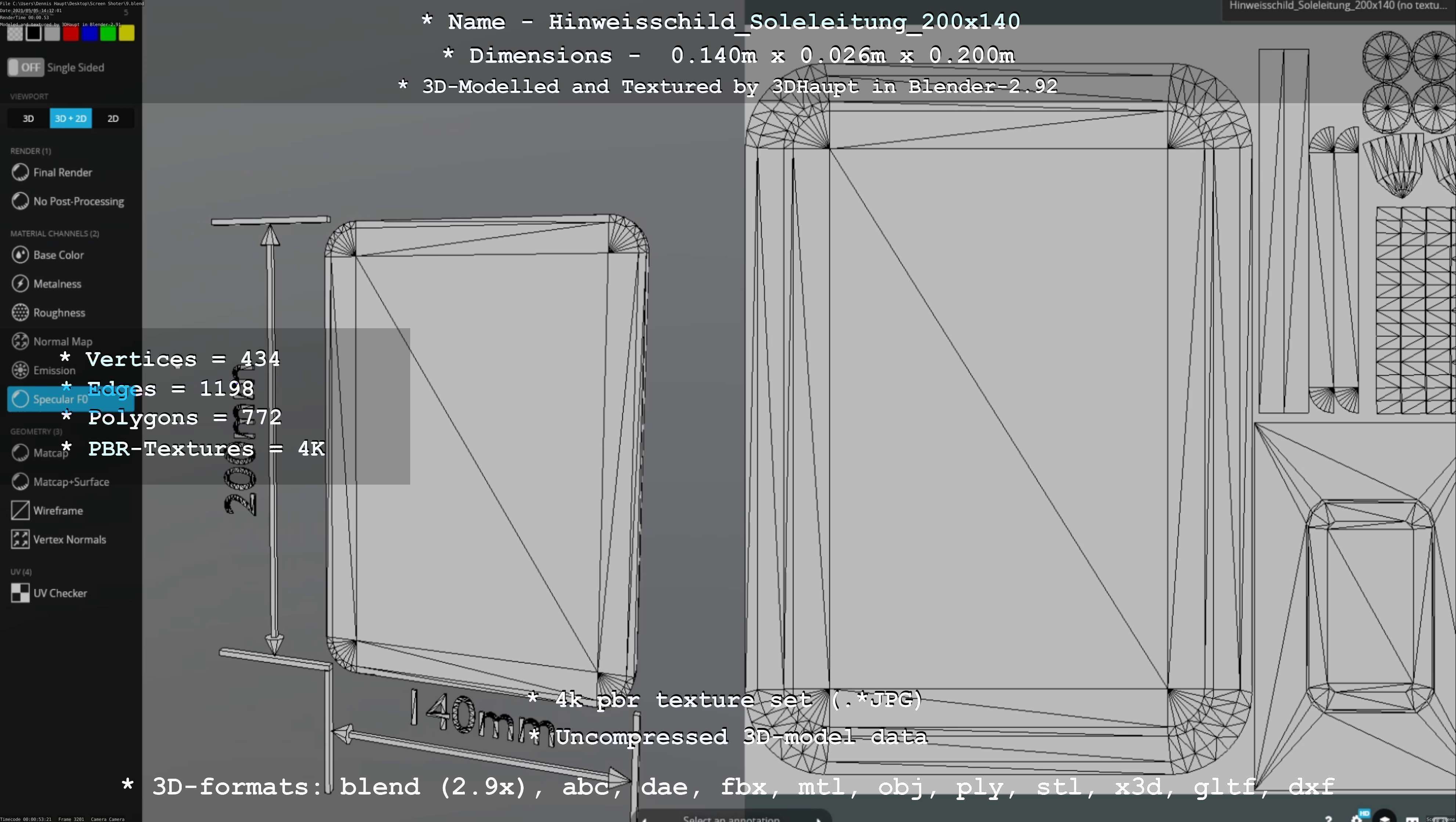 SoleleitungHinweisschild Soleleitung 200x140mm Low-poly 3D model_12