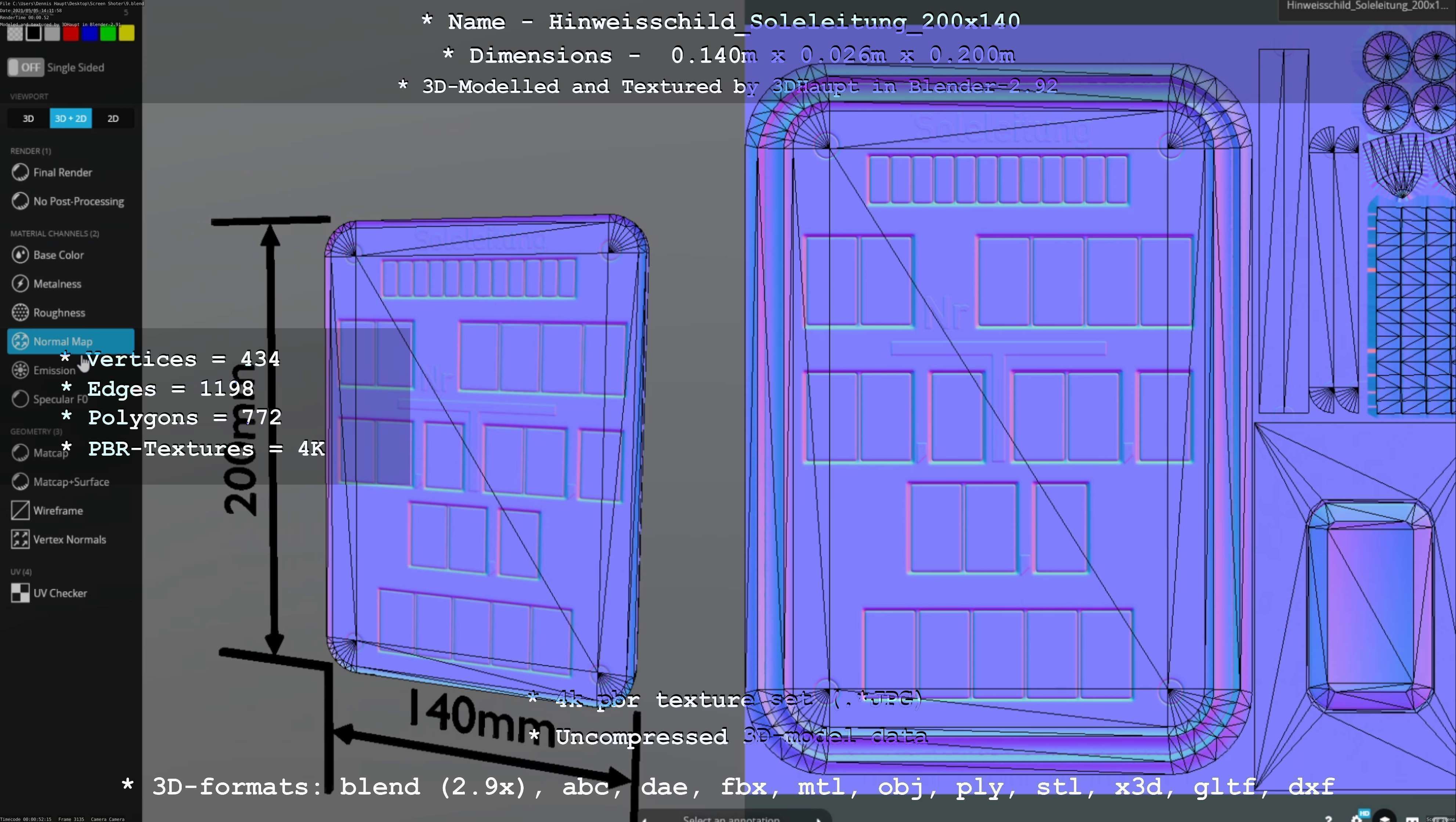 SoleleitungHinweisschild Soleleitung 200x140mm Low-poly 3D model_11
