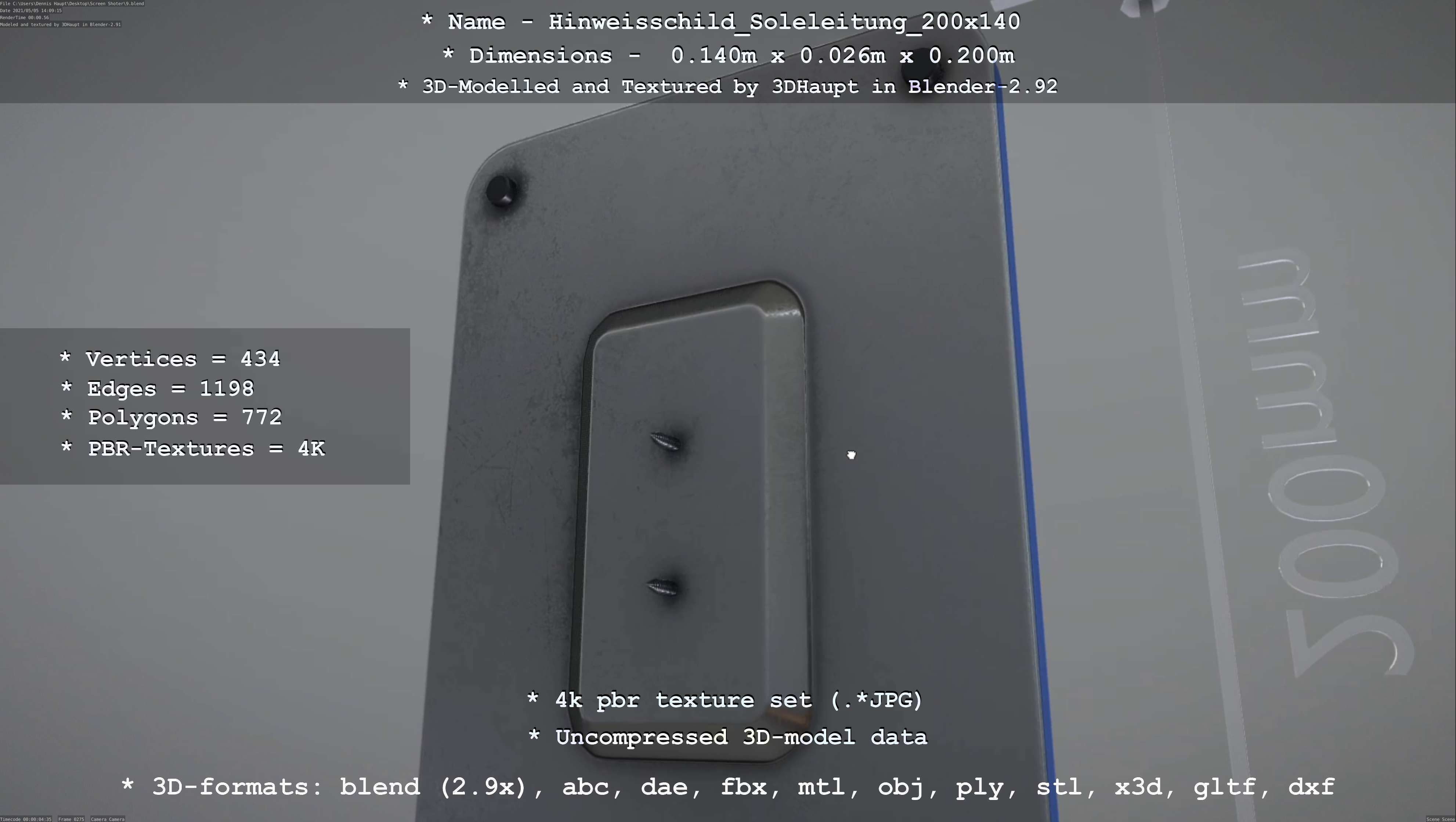 SoleleitungHinweisschild Soleleitung 200x140mm Low-poly 3D model_74