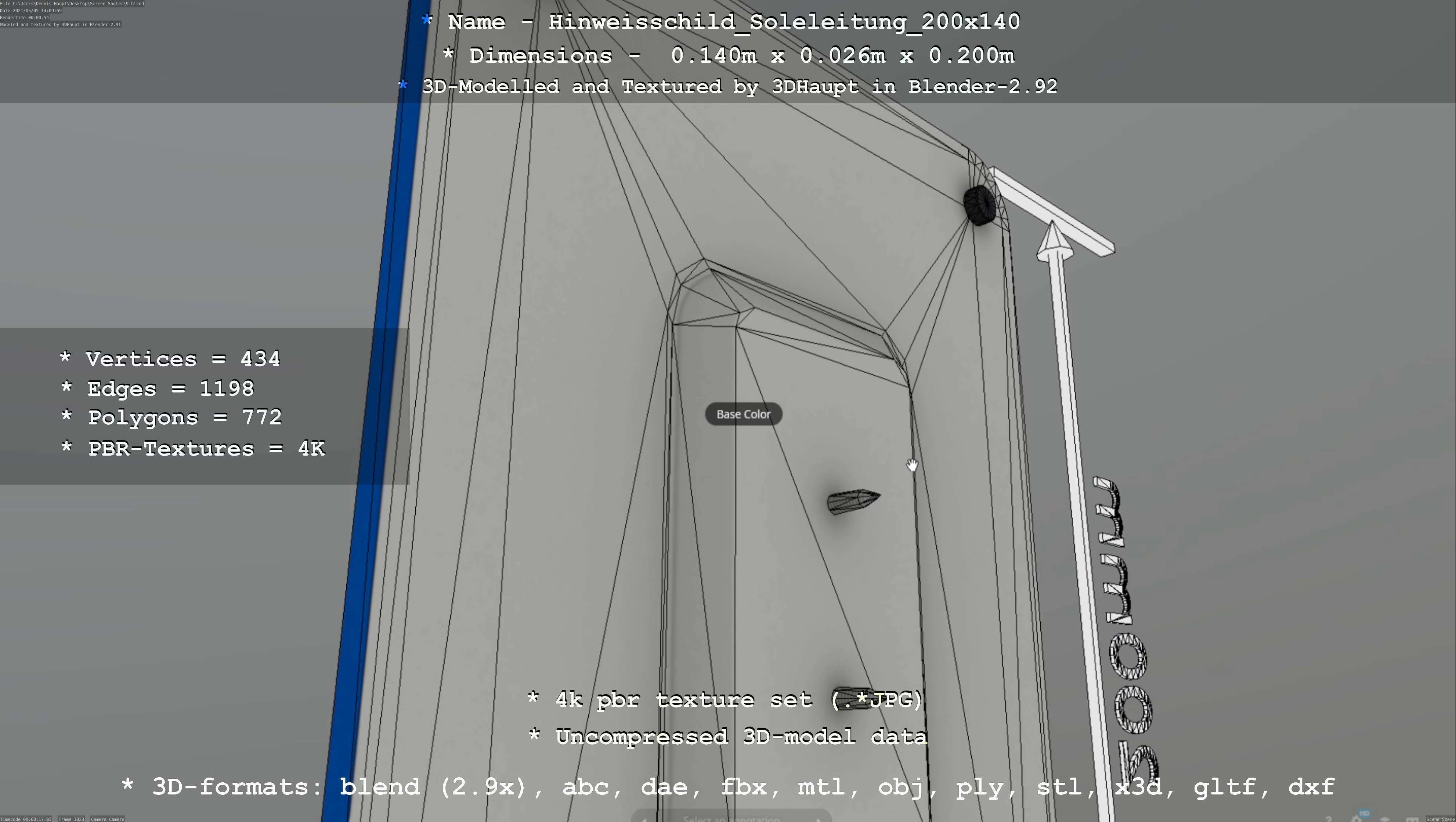 SoleleitungHinweisschild Soleleitung 200x140mm Low-poly 3D model_103