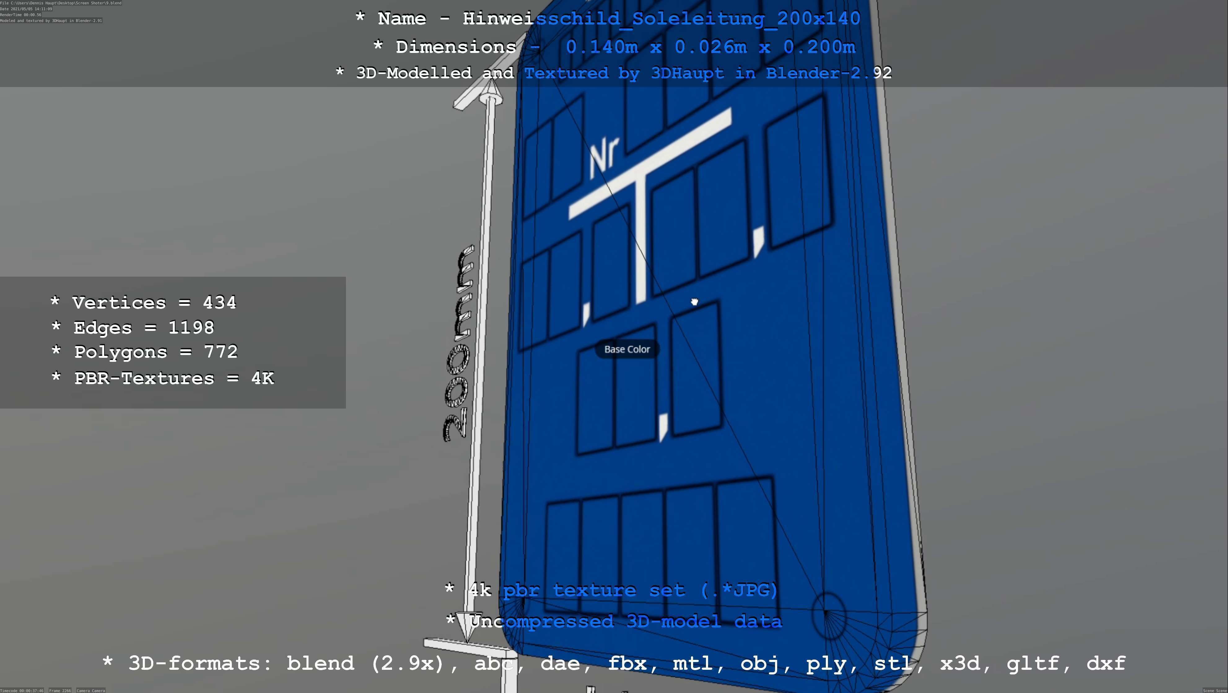 SoleleitungHinweisschild Soleleitung 200x140mm Low-poly 3D model_24