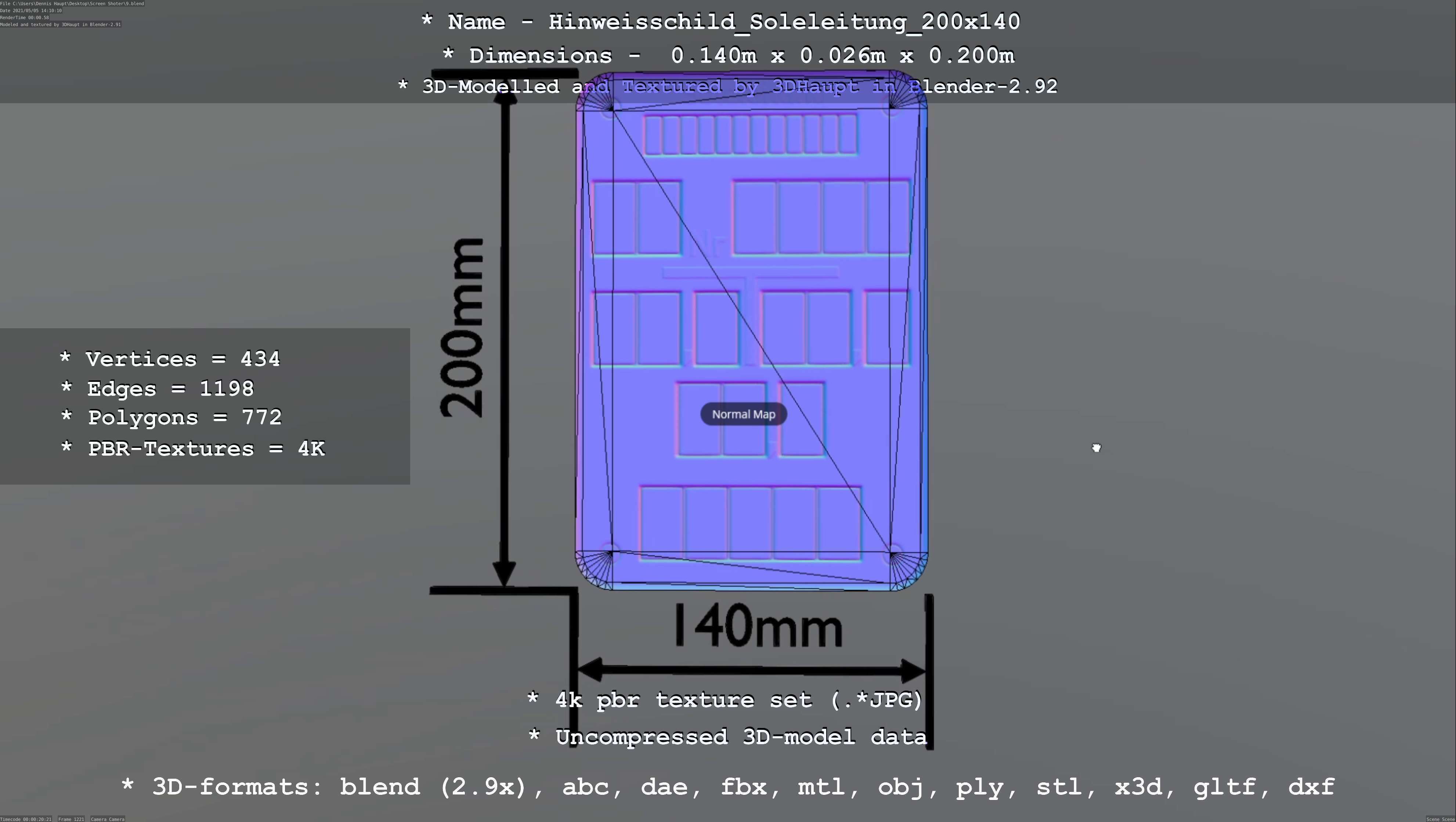SoleleitungHinweisschild Soleleitung 200x140mm Low-poly 3D model_22
