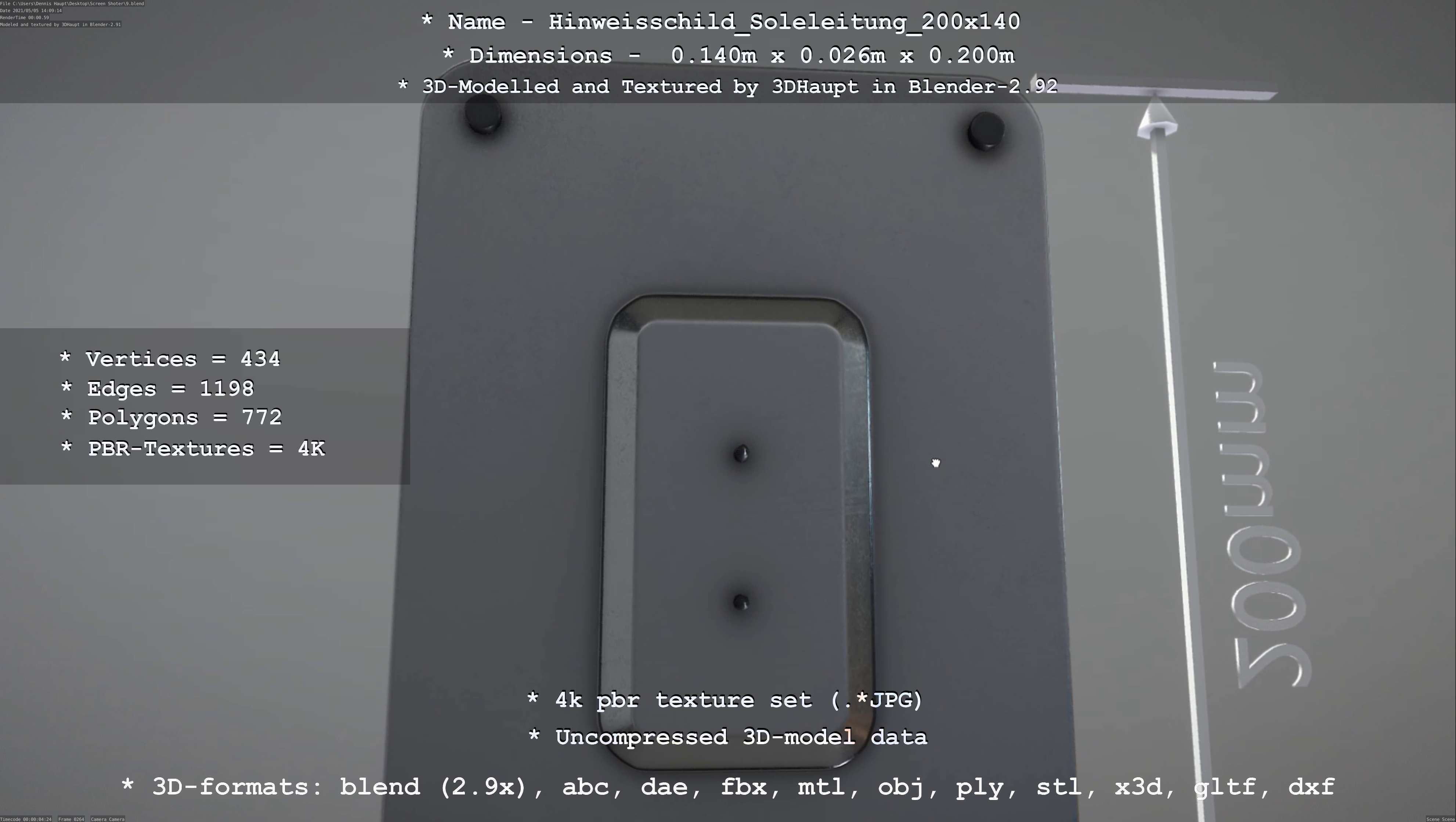 SoleleitungHinweisschild Soleleitung 200x140mm Low-poly 3D model_62