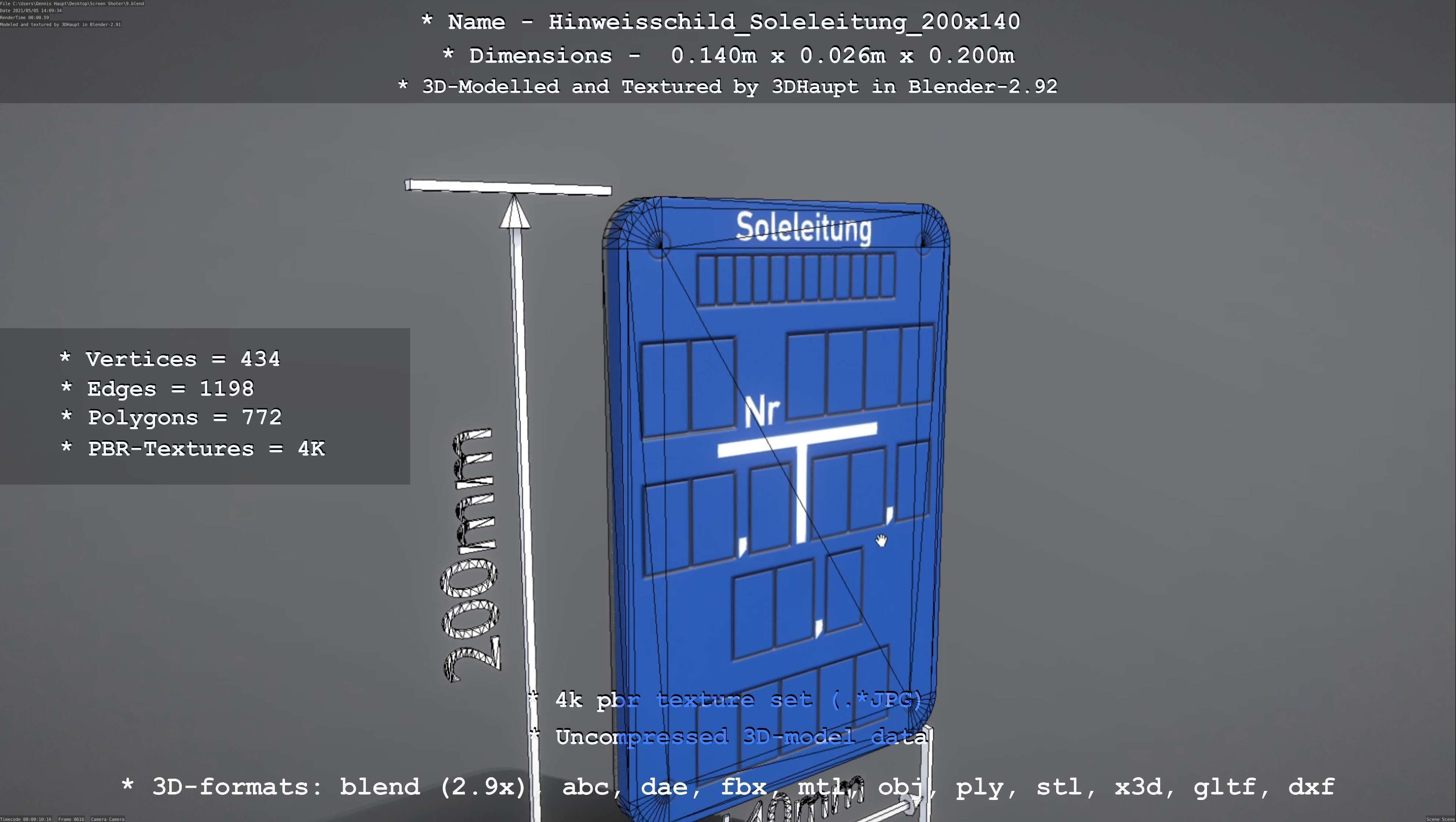 SoleleitungHinweisschild Soleleitung 200x140mm Low-poly 3D model_81