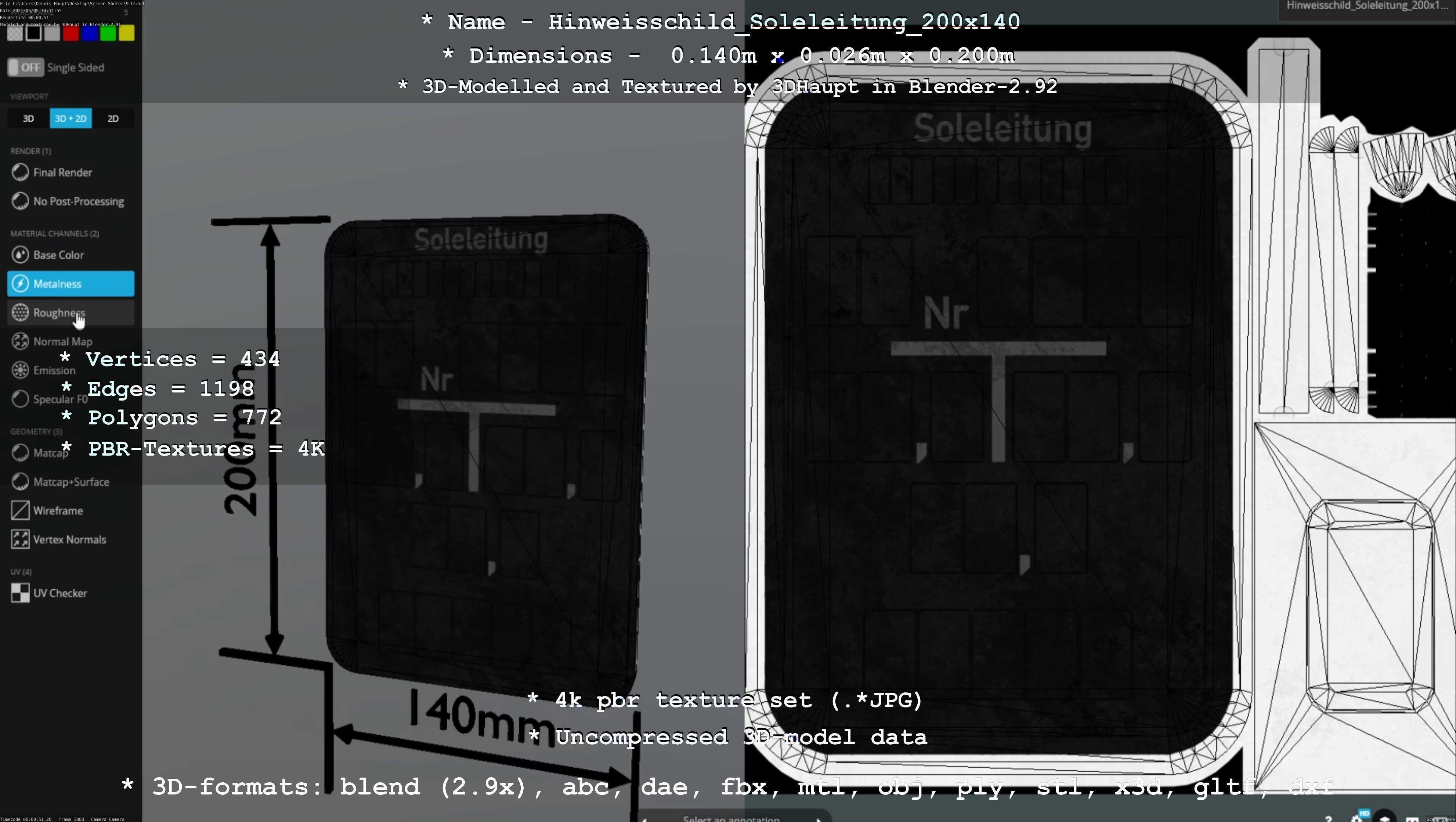 SoleleitungHinweisschild Soleleitung 200x140mm Low-poly 3D model_10