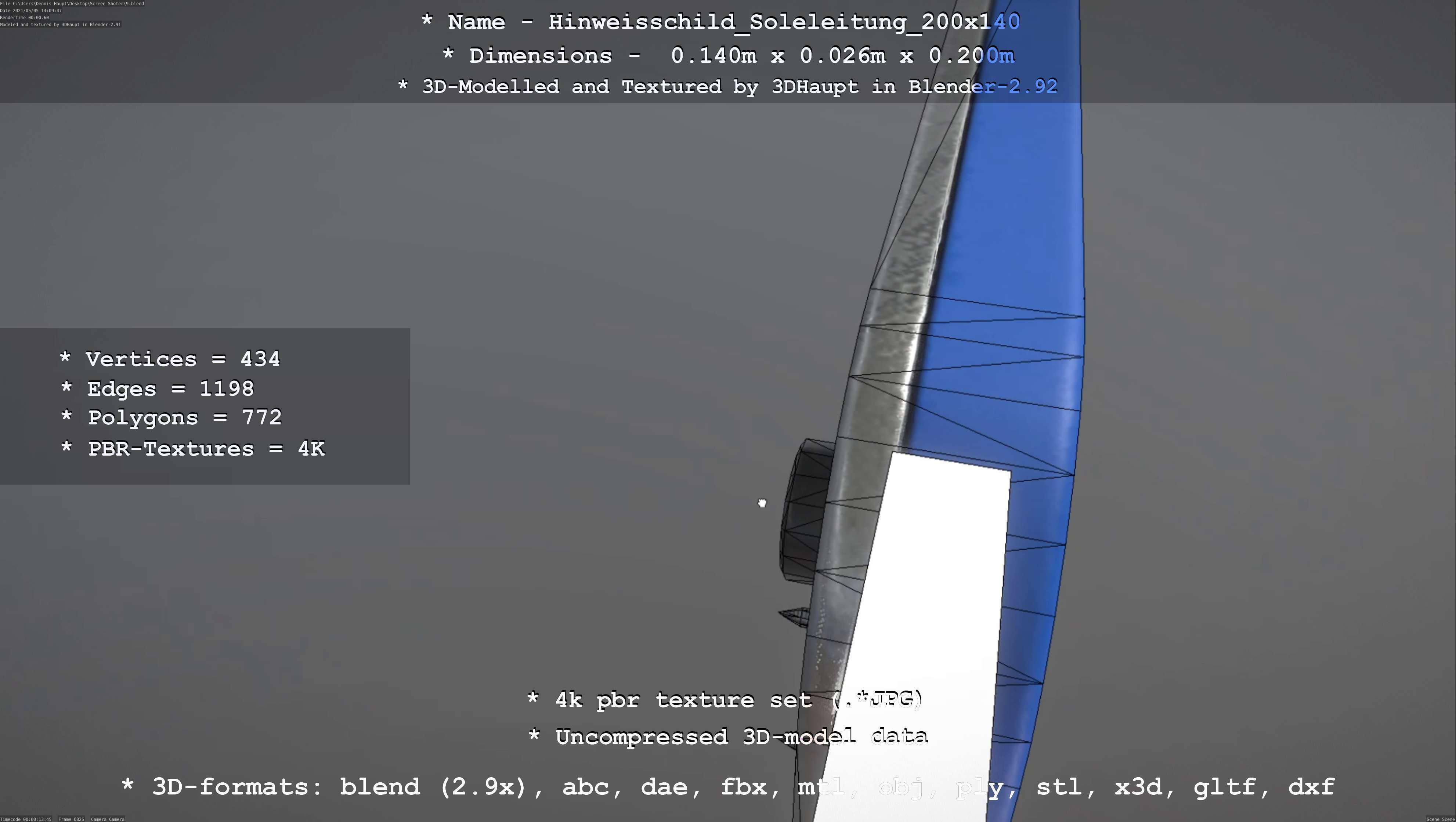 SoleleitungHinweisschild Soleleitung 200x140mm Low-poly 3D model_90
