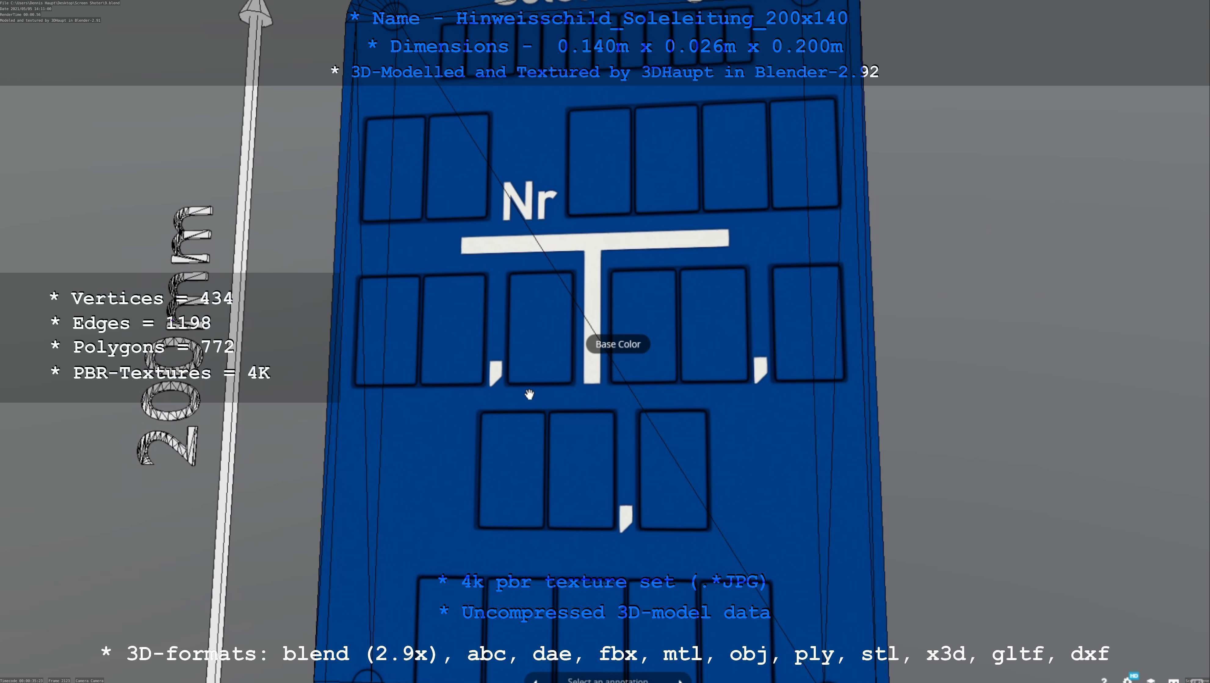 SoleleitungHinweisschild Soleleitung 200x140mm Low-poly 3D model_38