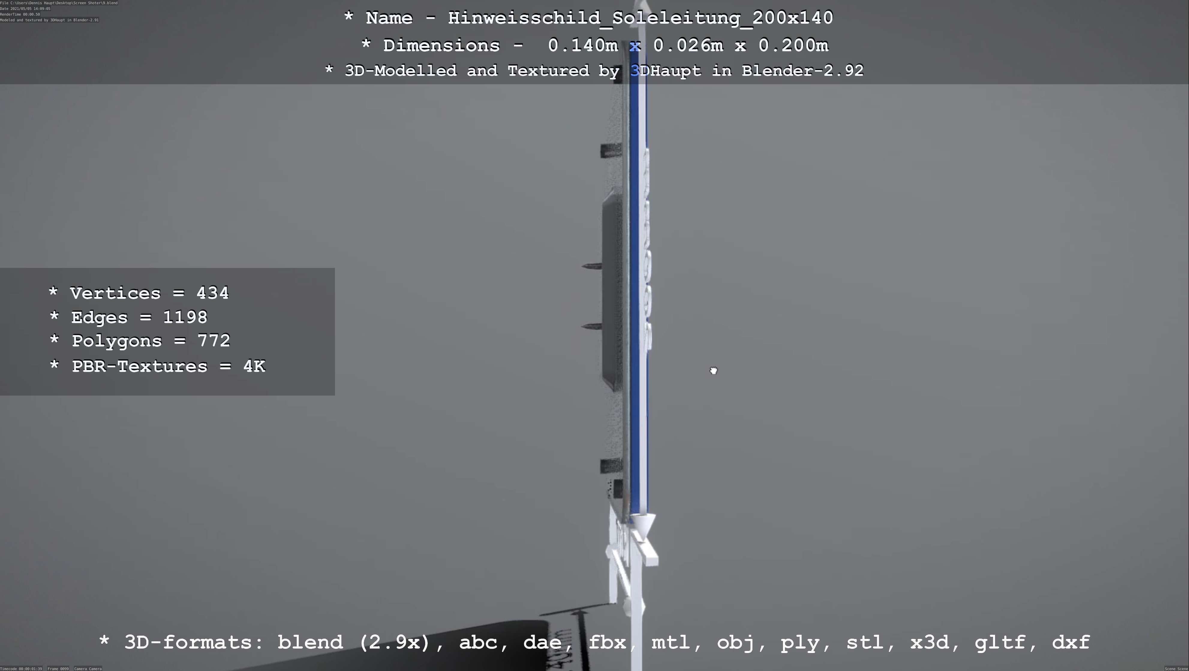 SoleleitungHinweisschild Soleleitung 200x140mm Low-poly 3D model_55