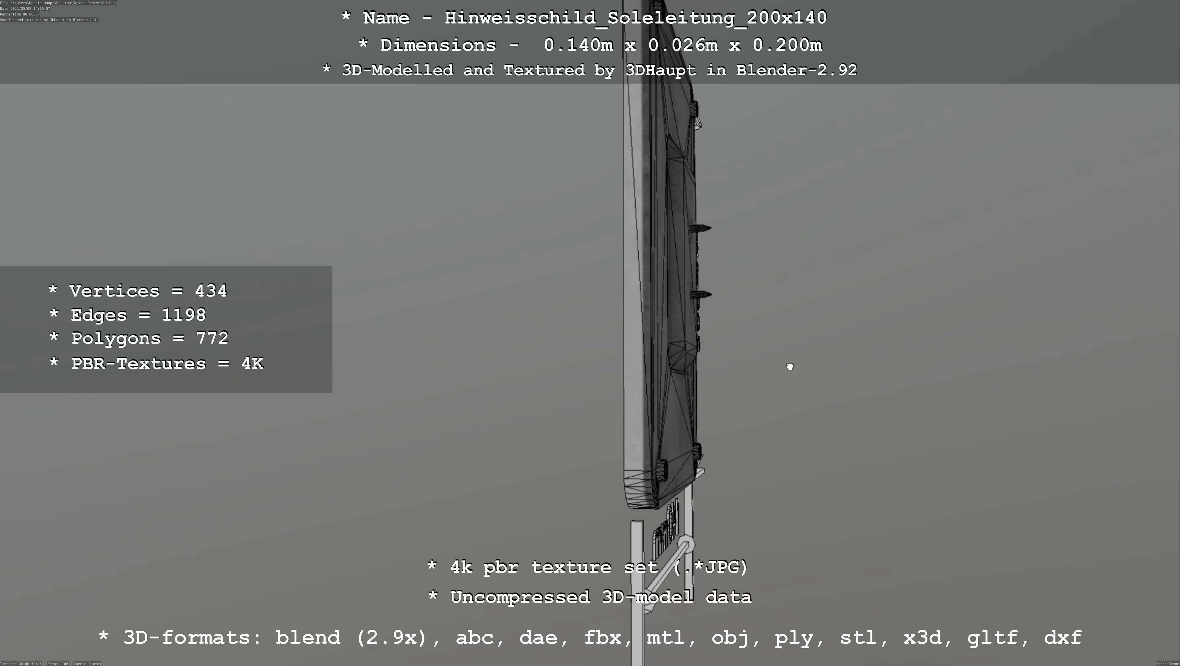 SoleleitungHinweisschild Soleleitung 200x140mm Low-poly 3D model_115