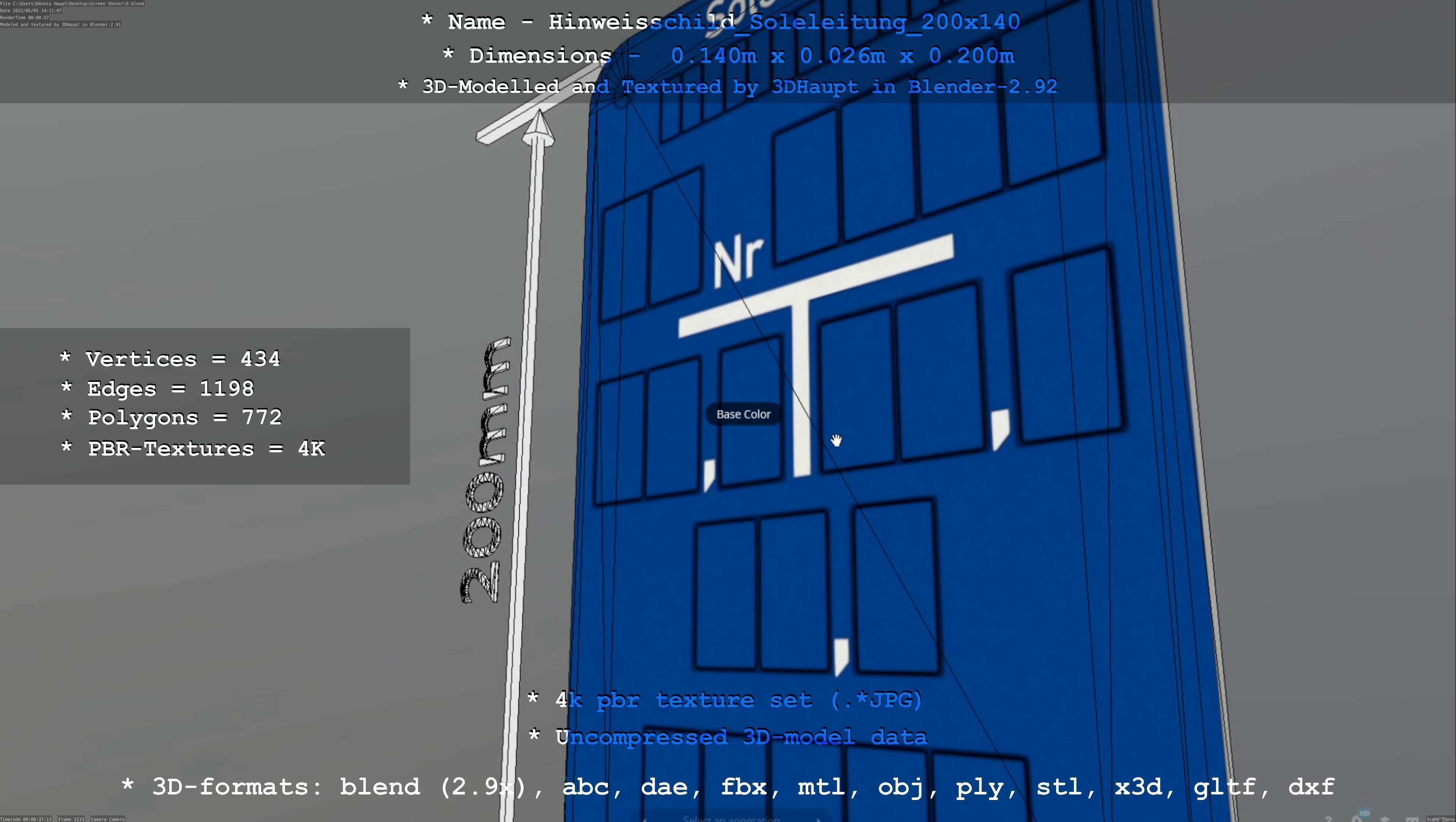 SoleleitungHinweisschild Soleleitung 200x140mm Low-poly 3D model_33